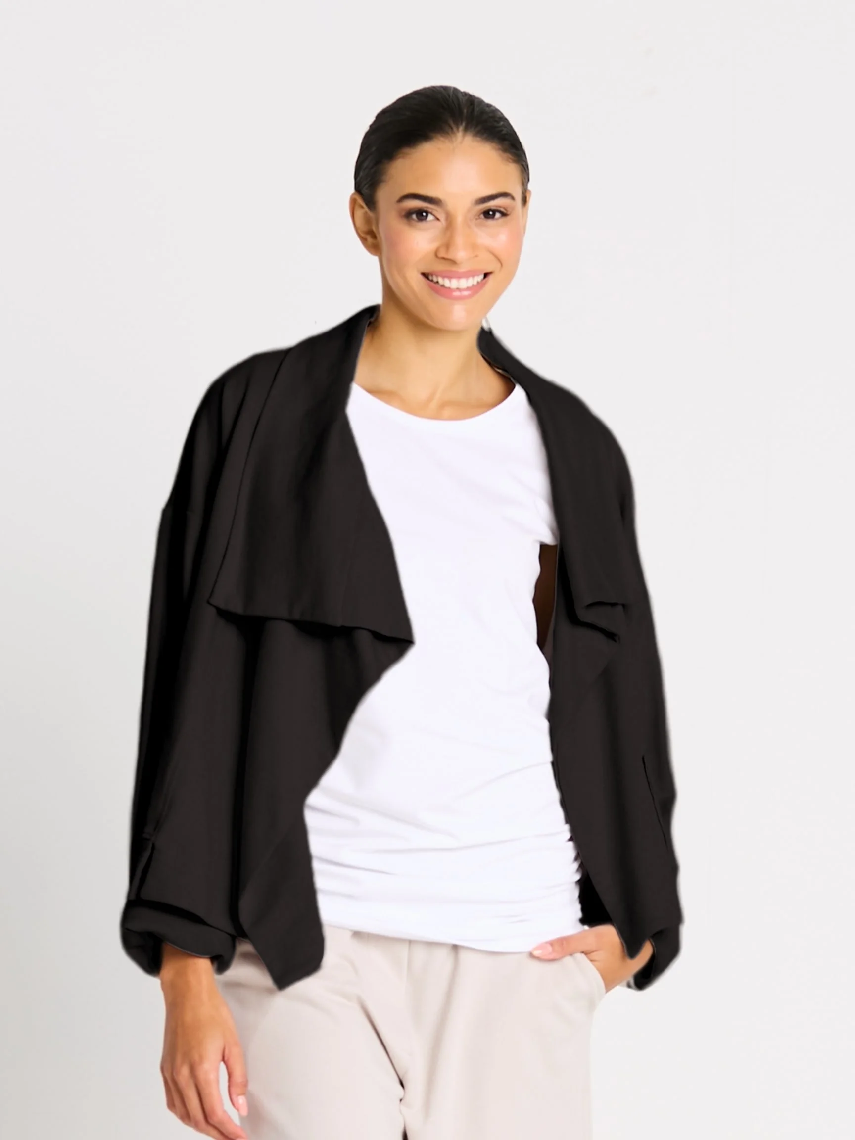Crop Asym Jkt in Black