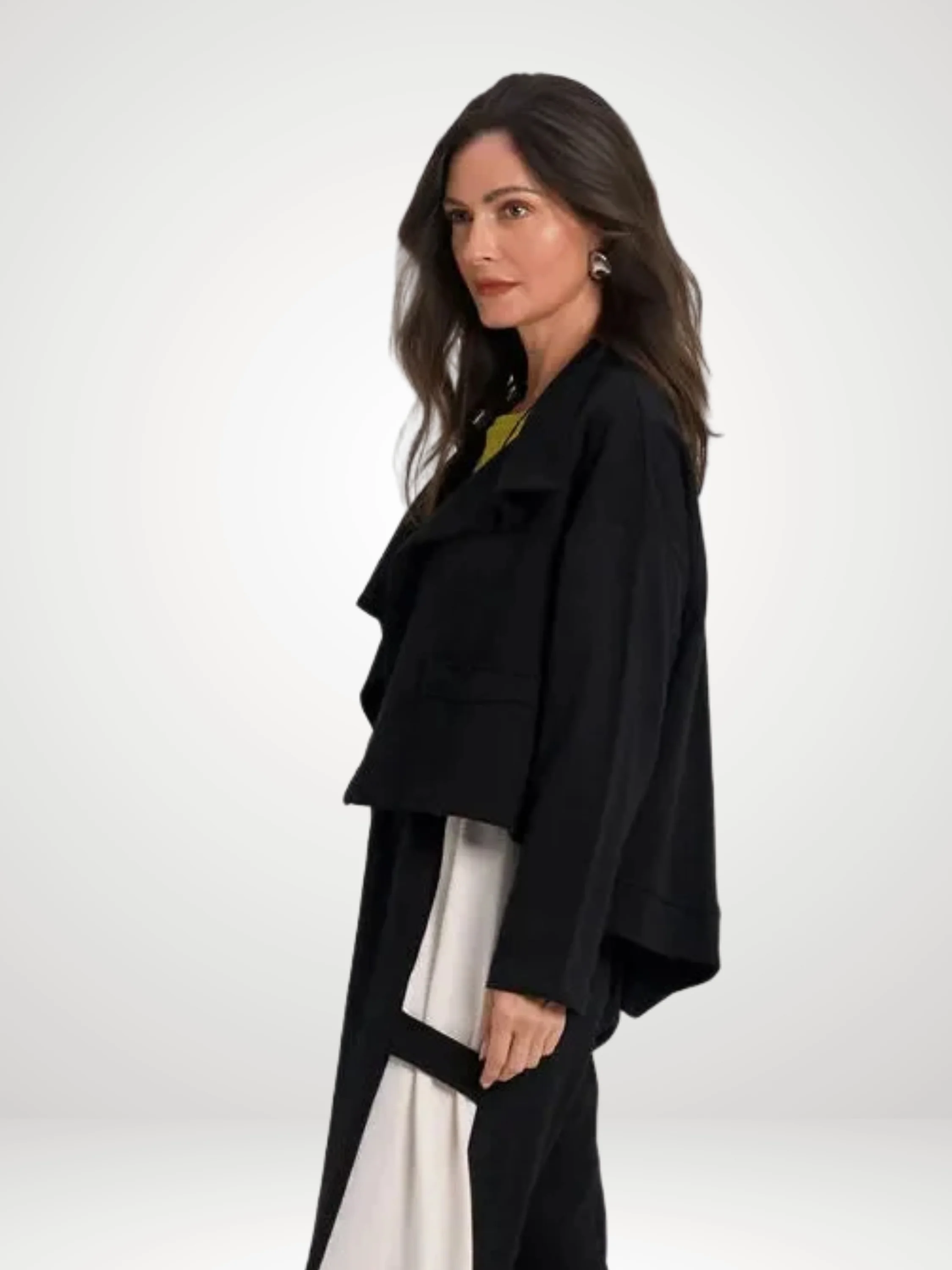 Crop Asym Jkt in Black