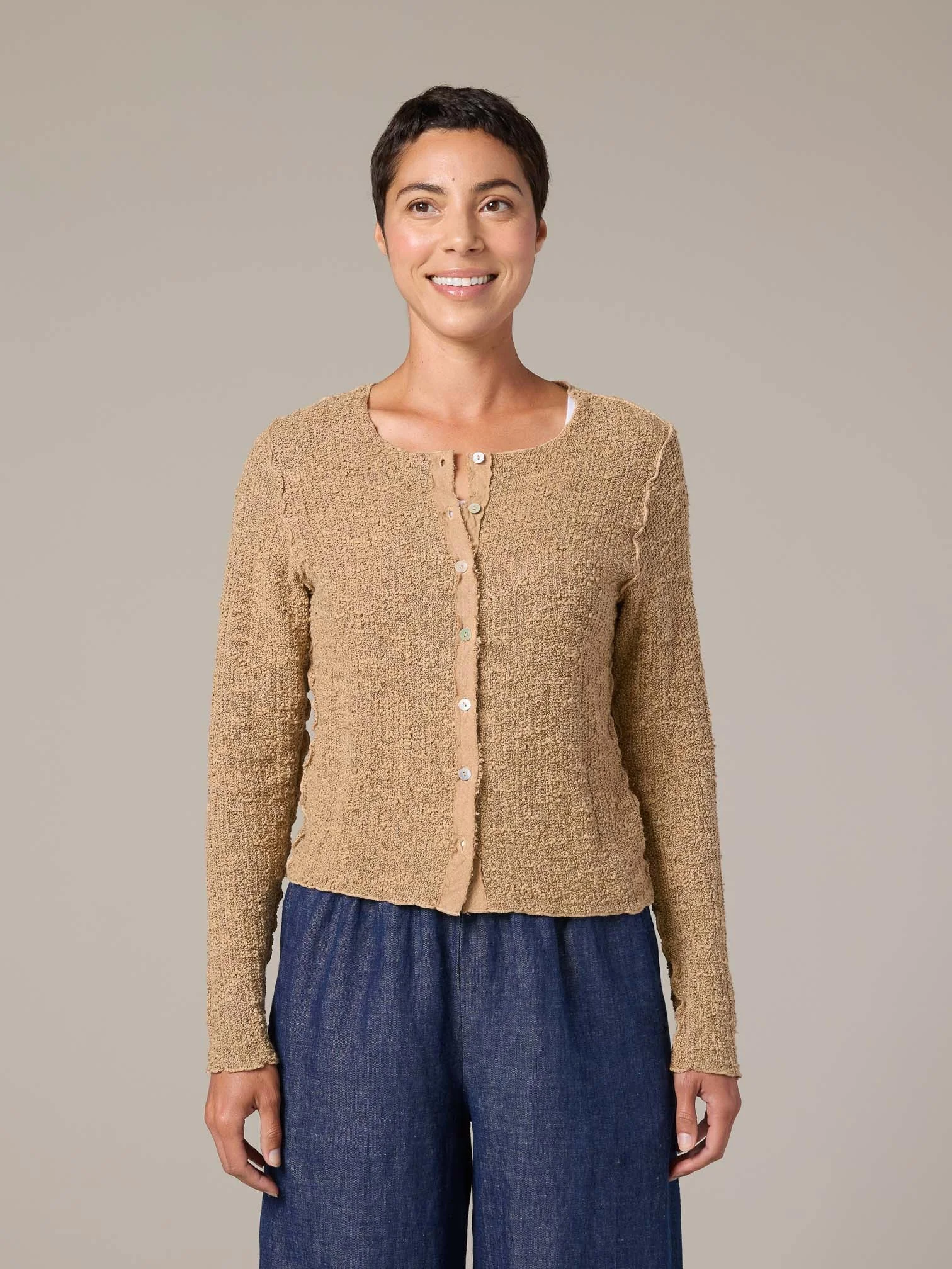 Crop Cardigan in Bark
