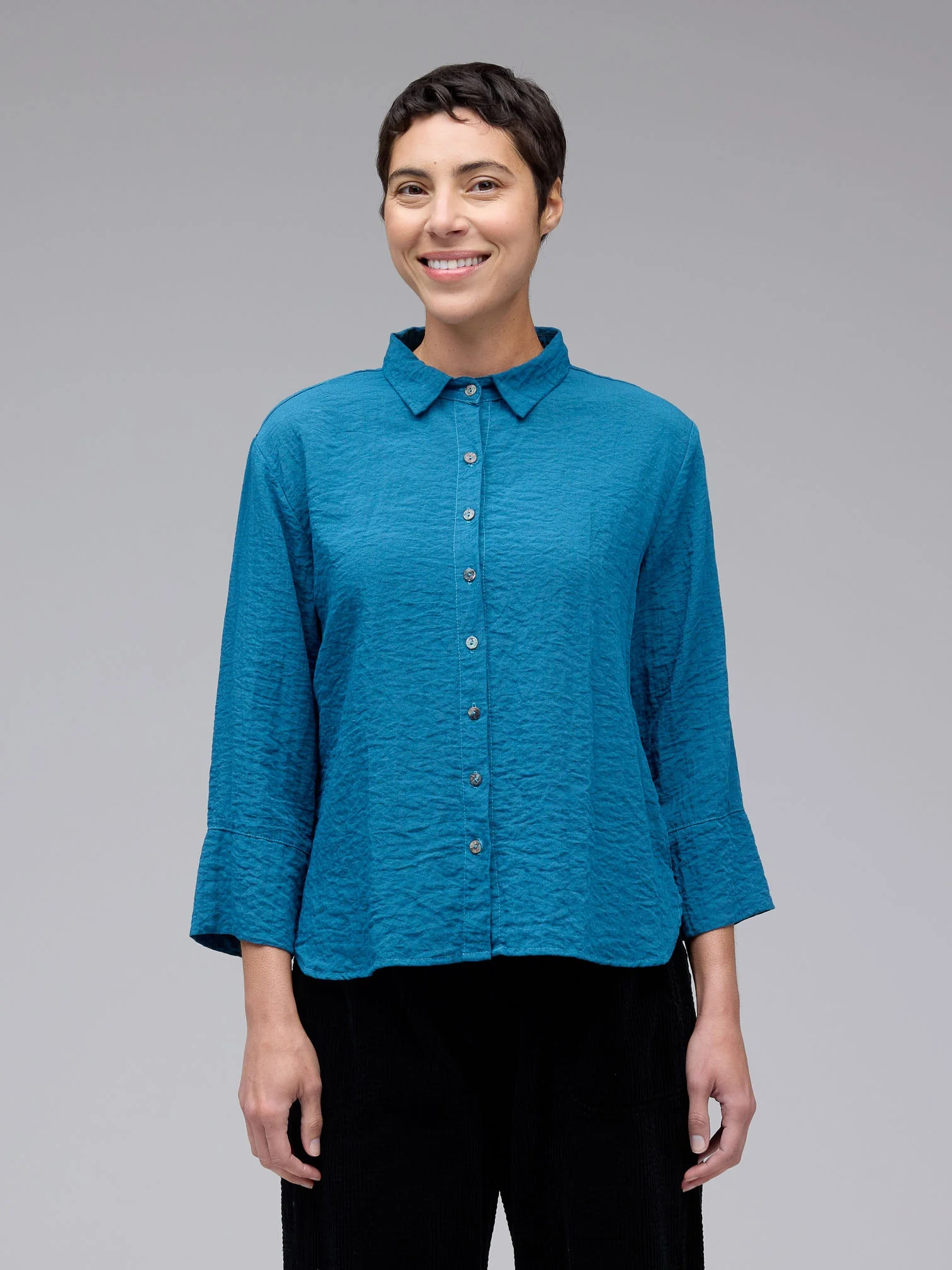Crop Easy Shirt in Peacock
