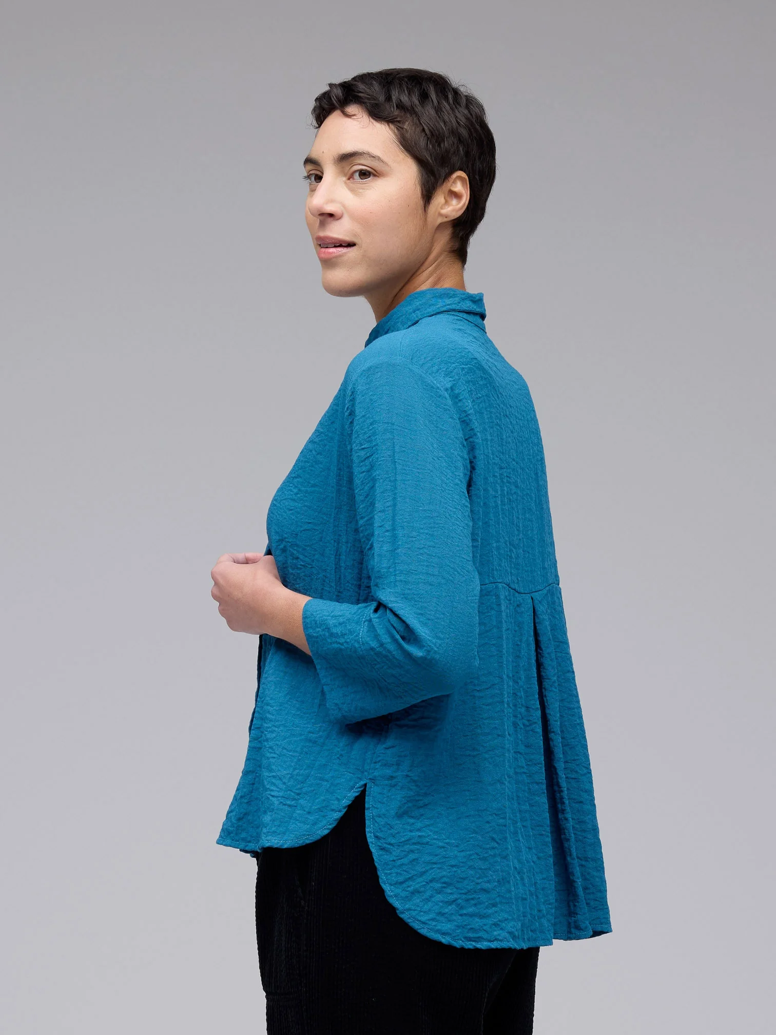 Crop Easy Shirt in Peacock