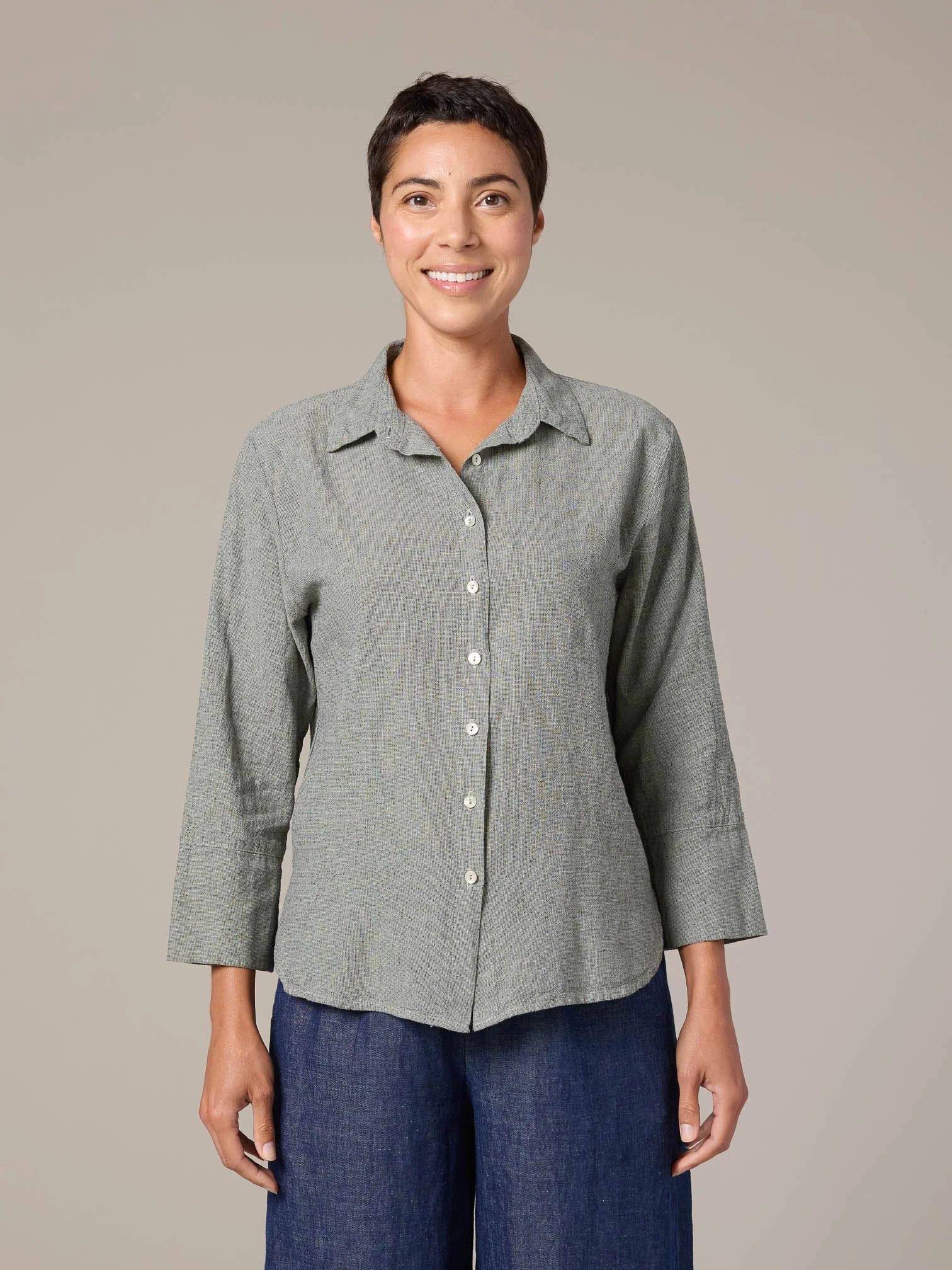 Crop Easy Shirt in Balsam Green