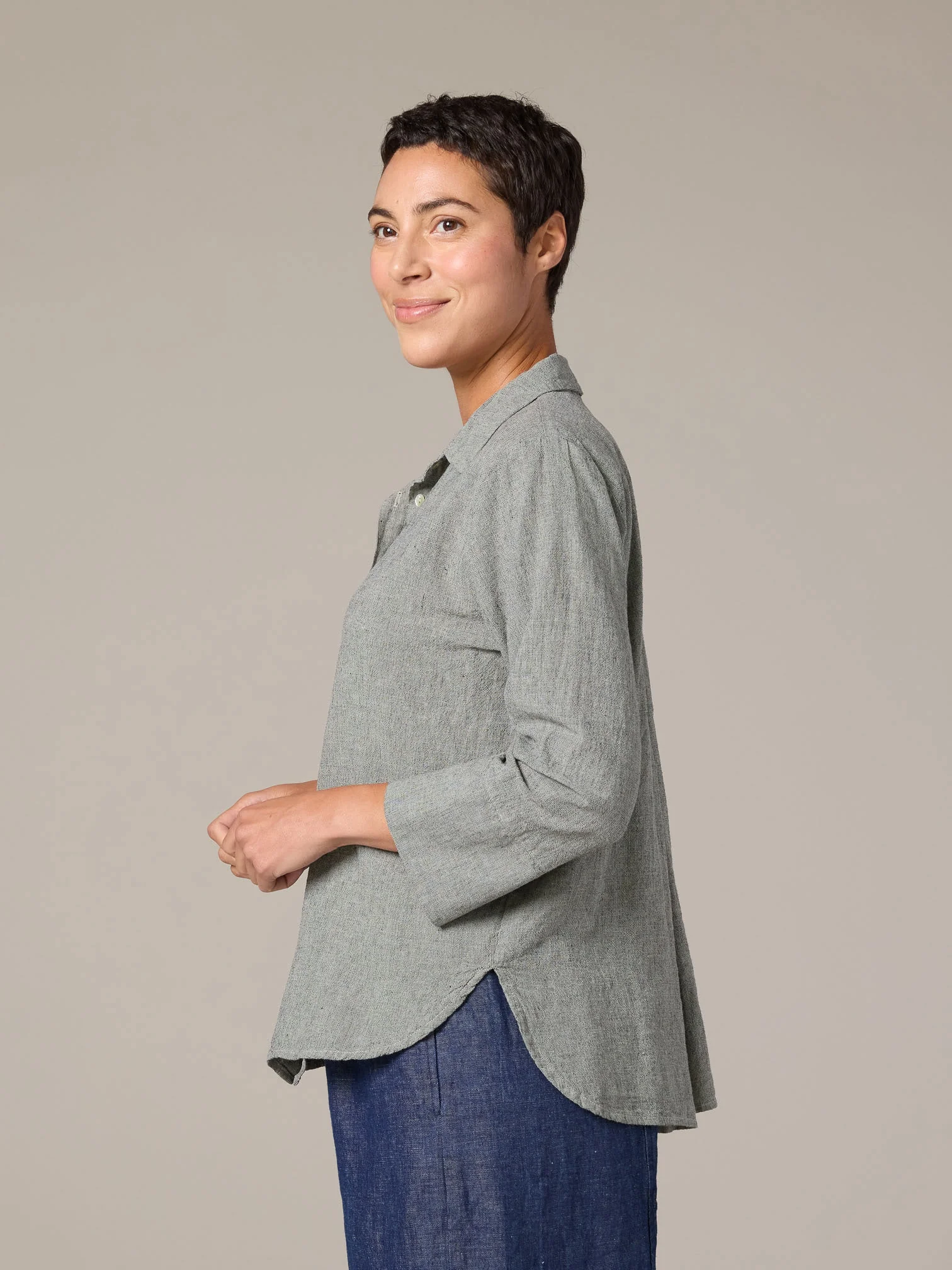 Crop Easy Shirt in Balsam Green