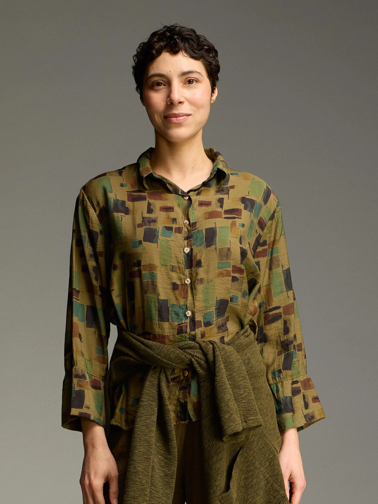 Crop Easy Shirt in Kelp