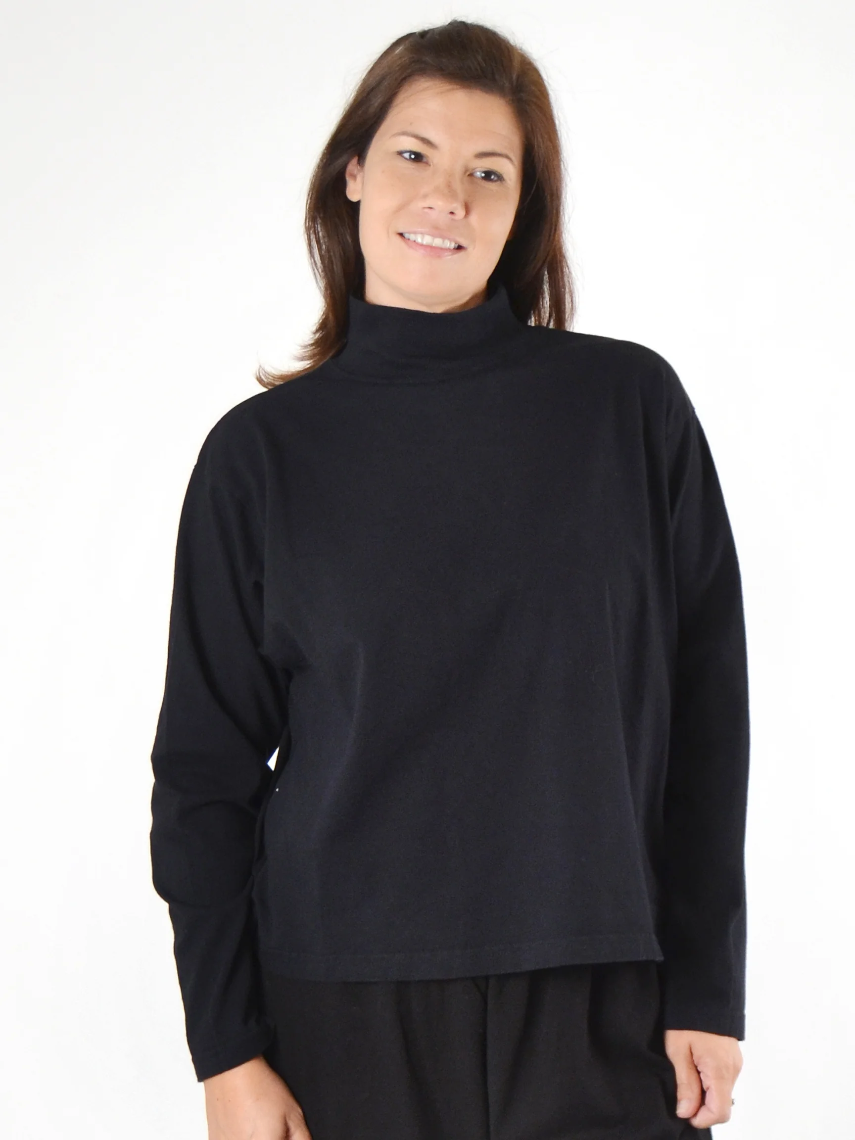 Crop Mock Shirt in Black