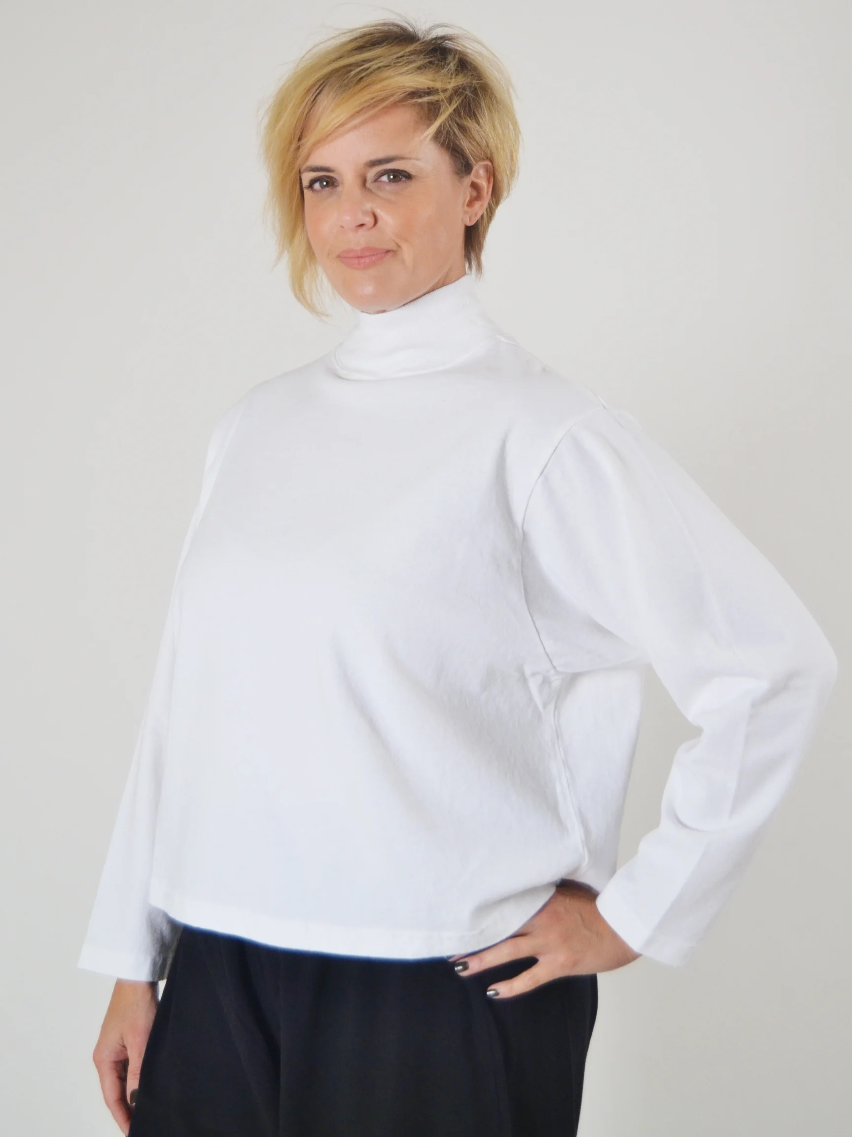 Crop Mock Shirt in White