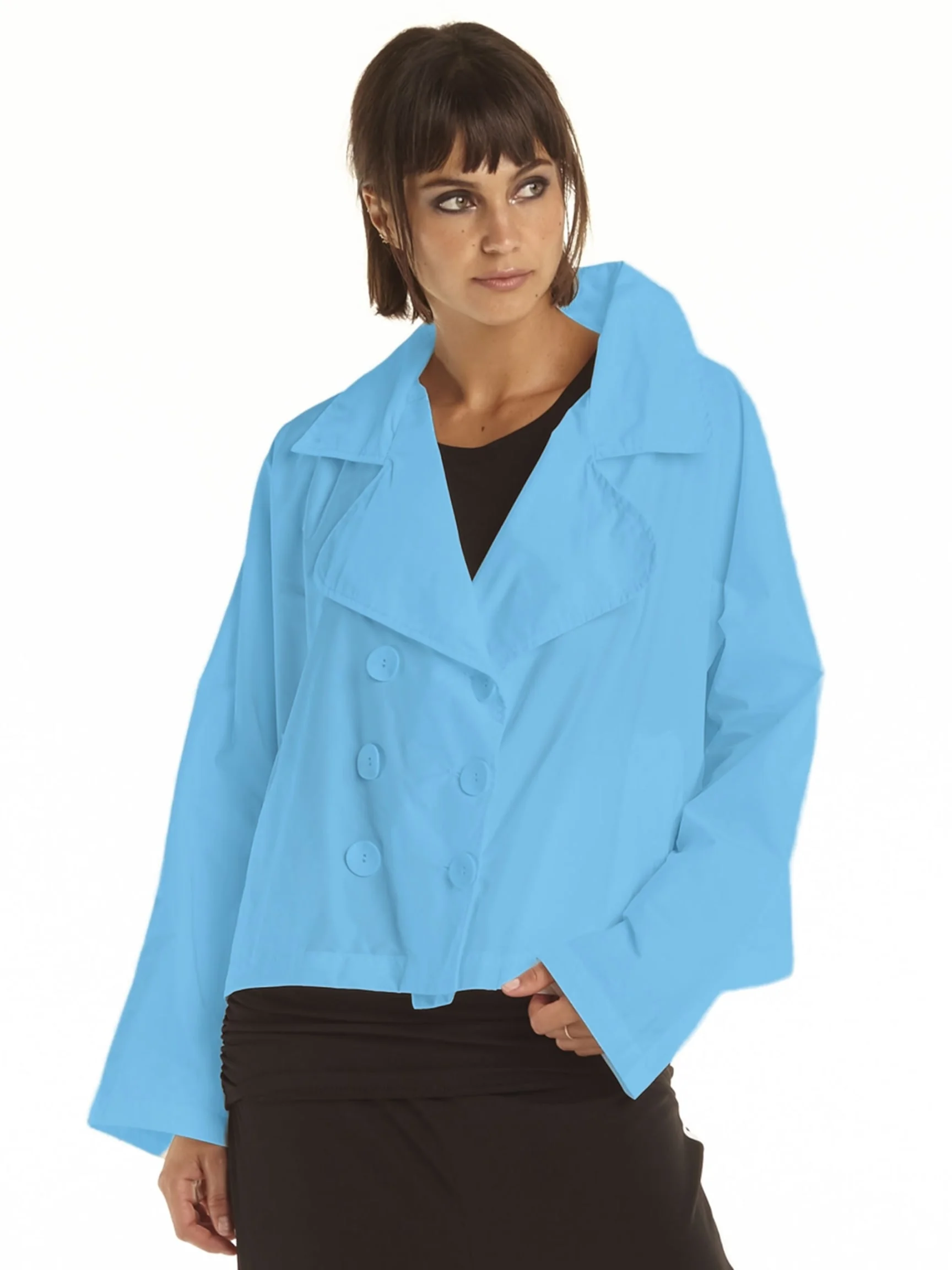 Crop Pea Jacket in Marina