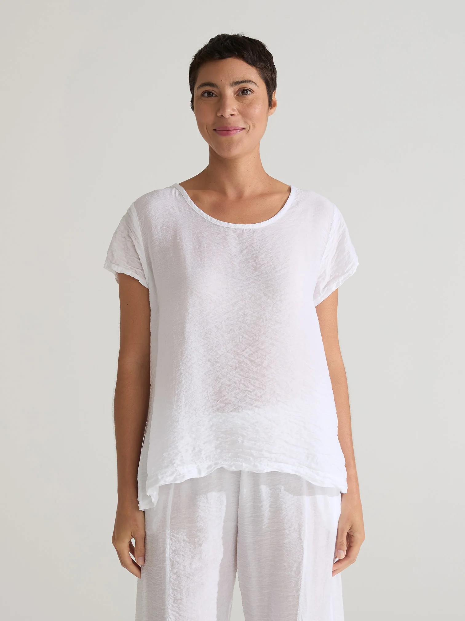Crop Slv Swing Top in White