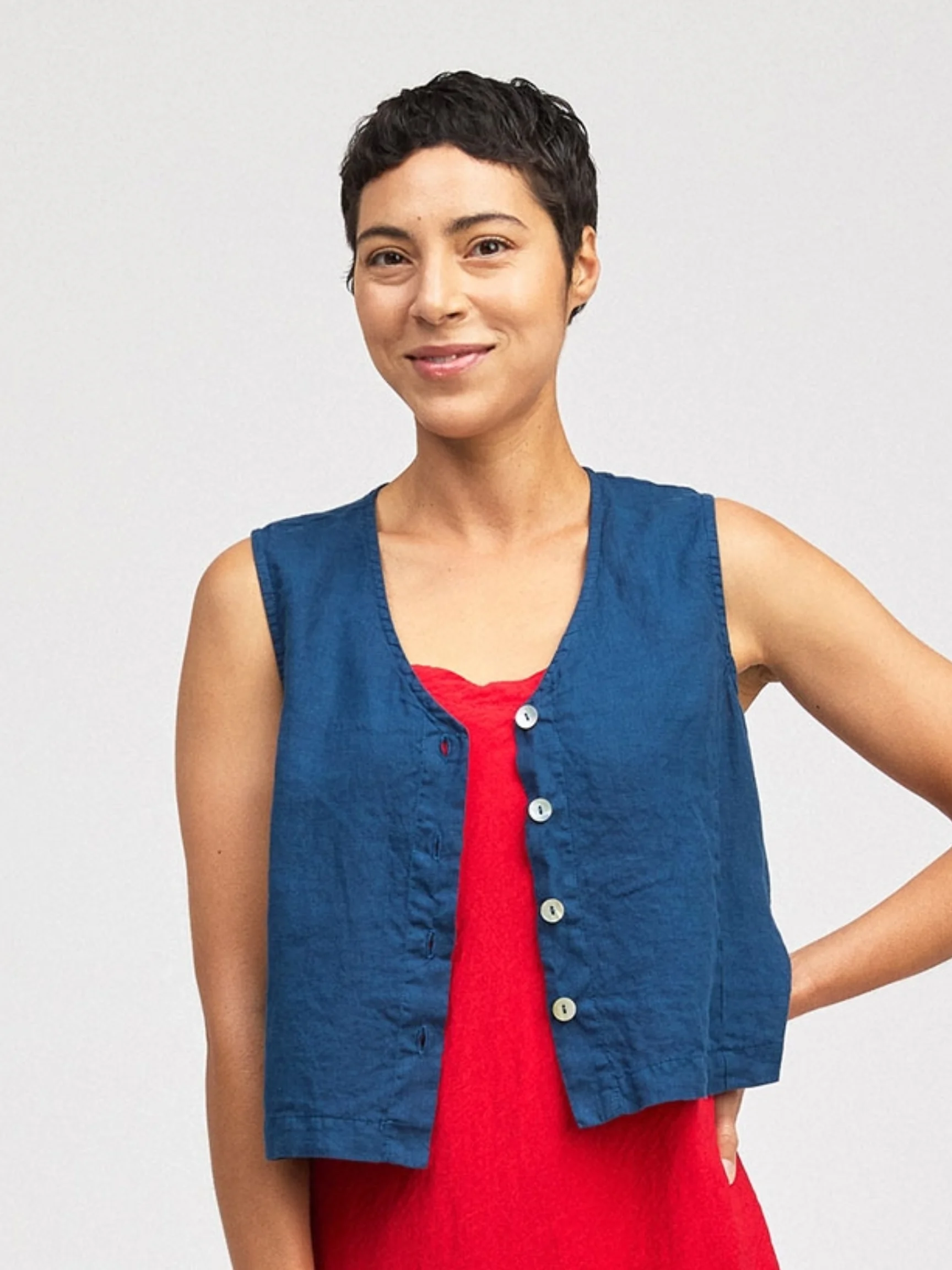 Crop Vest in Vivid Blue