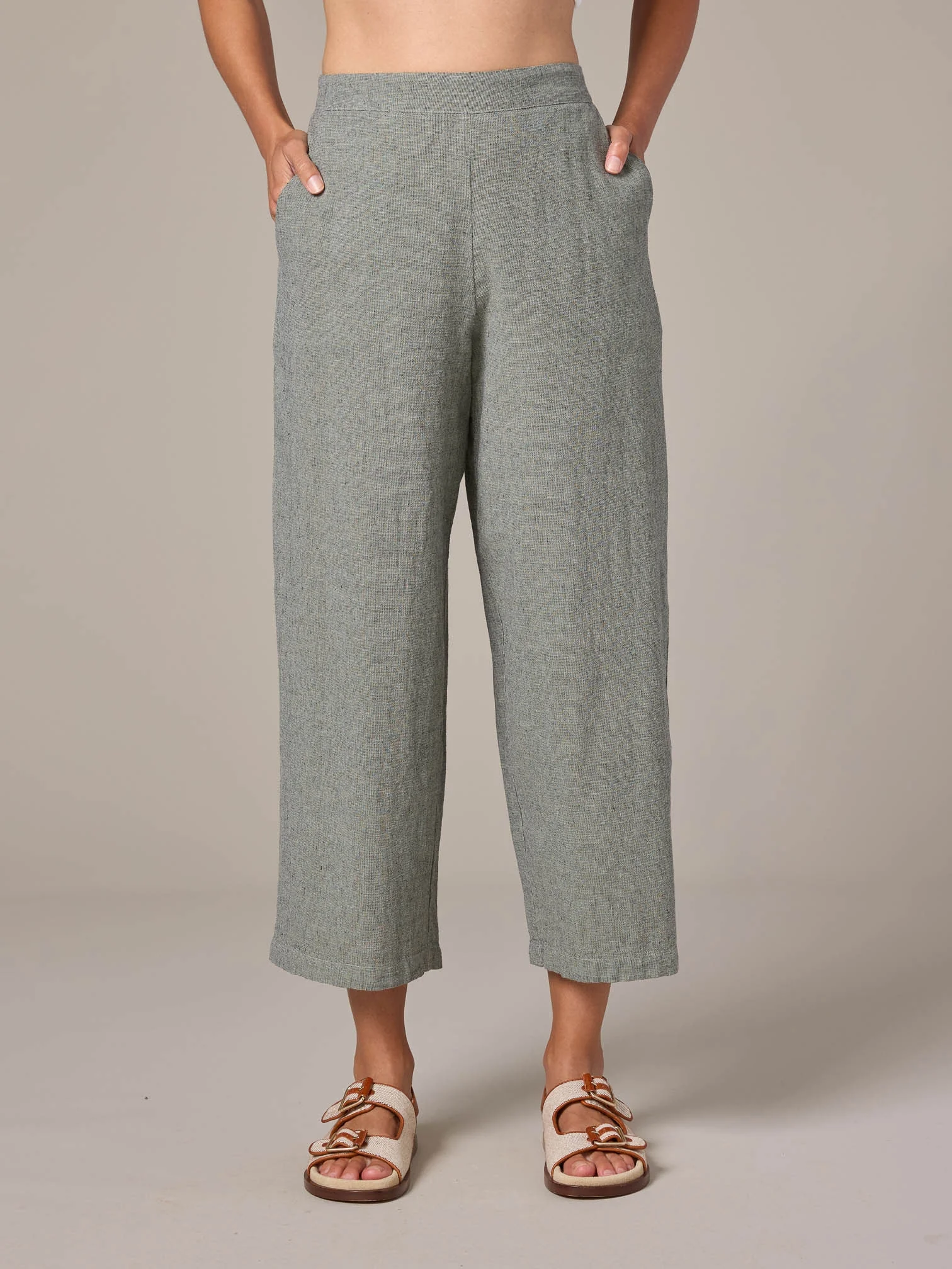 Crop Wide Leg Pant in Balsam Green