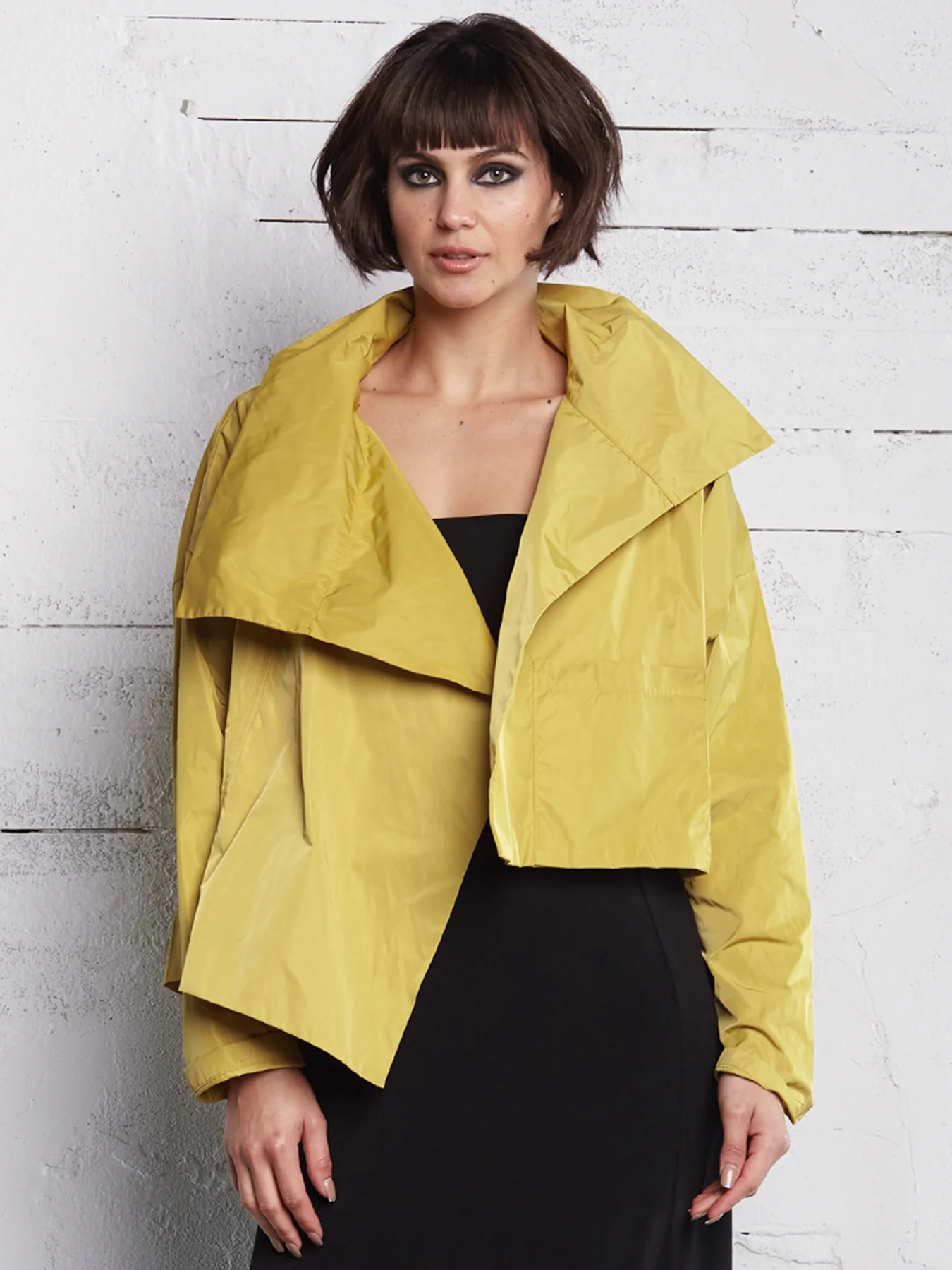 Cropped Asymmetrical Jacket in Chartreuse