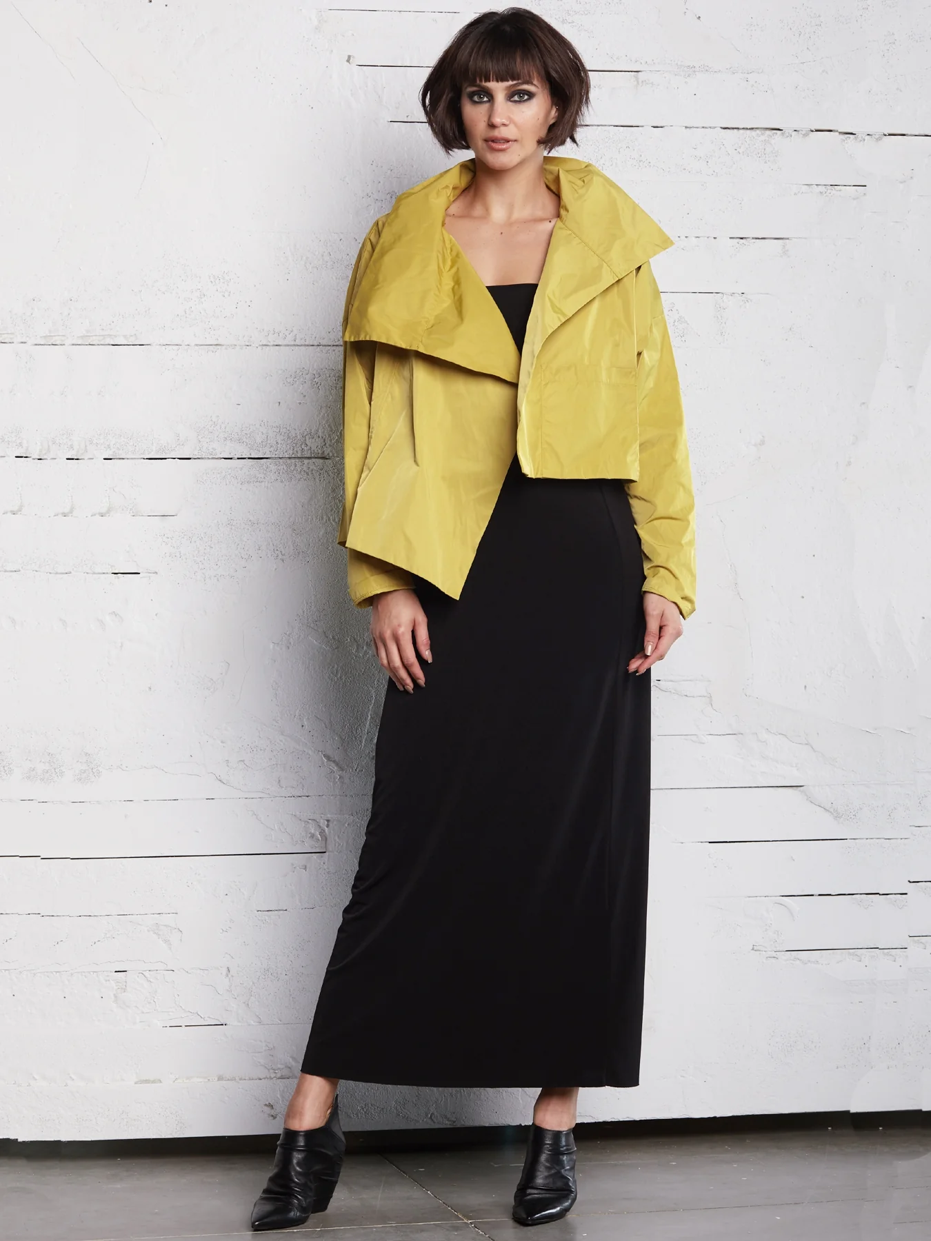Cropped Asymmetrical Jacket in Chartreuse