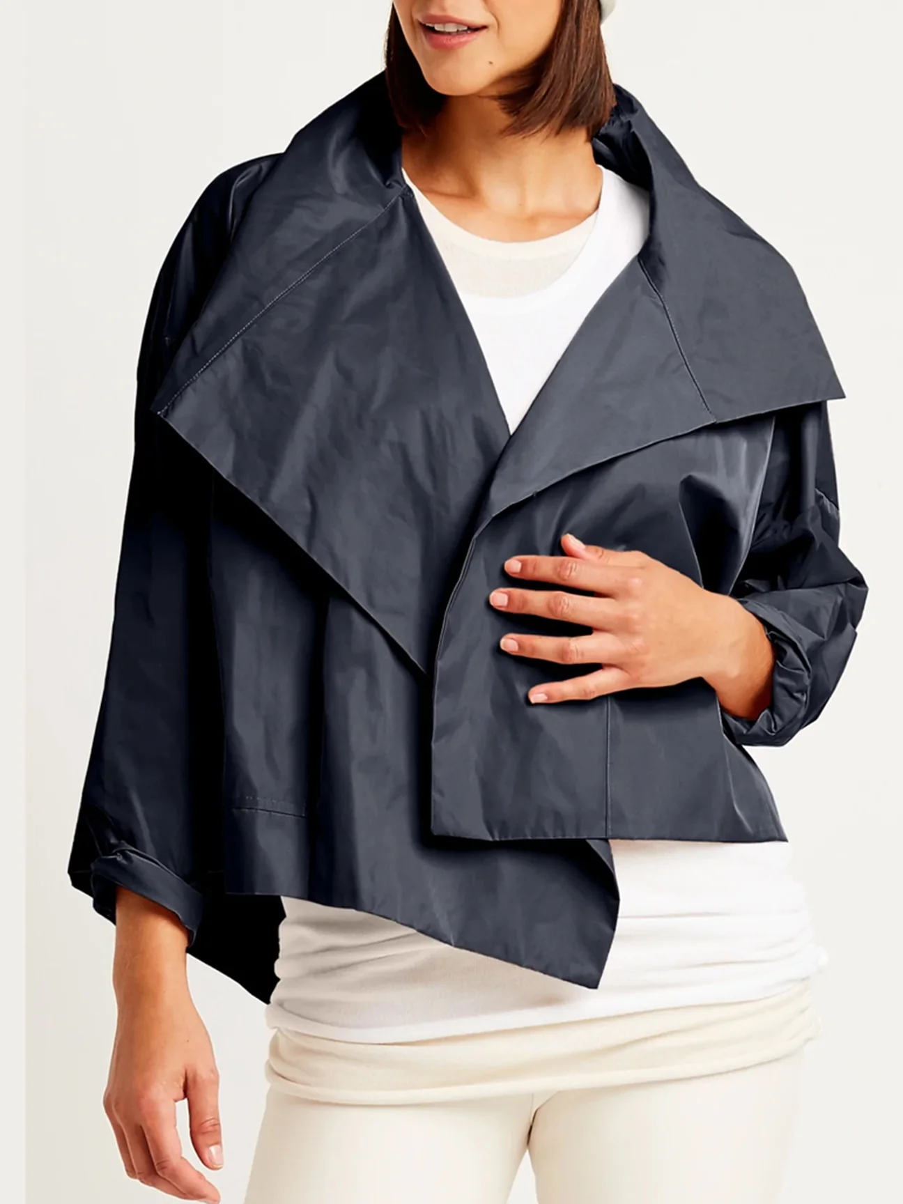 Cropped Asymmetrical Jacket in Midnight