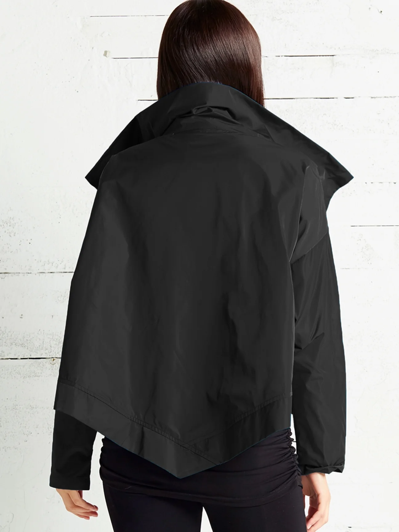 Cropped Asymmetrical Jacket in Black