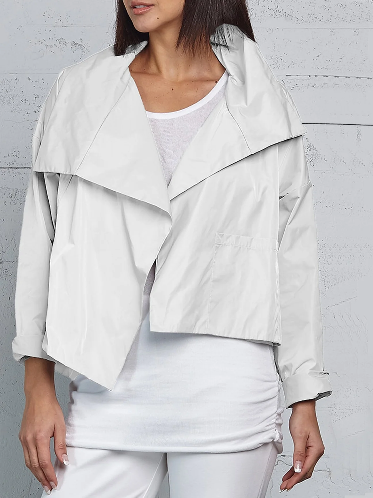 Cropped Asymmetrical Jacket in White
