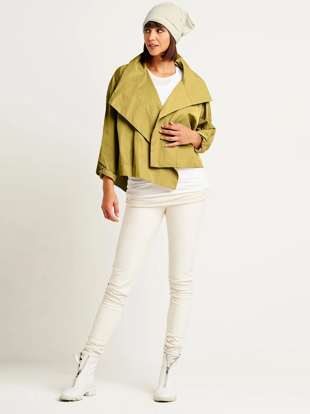 Cropped Asymmetrical Jacket in Chartreuse