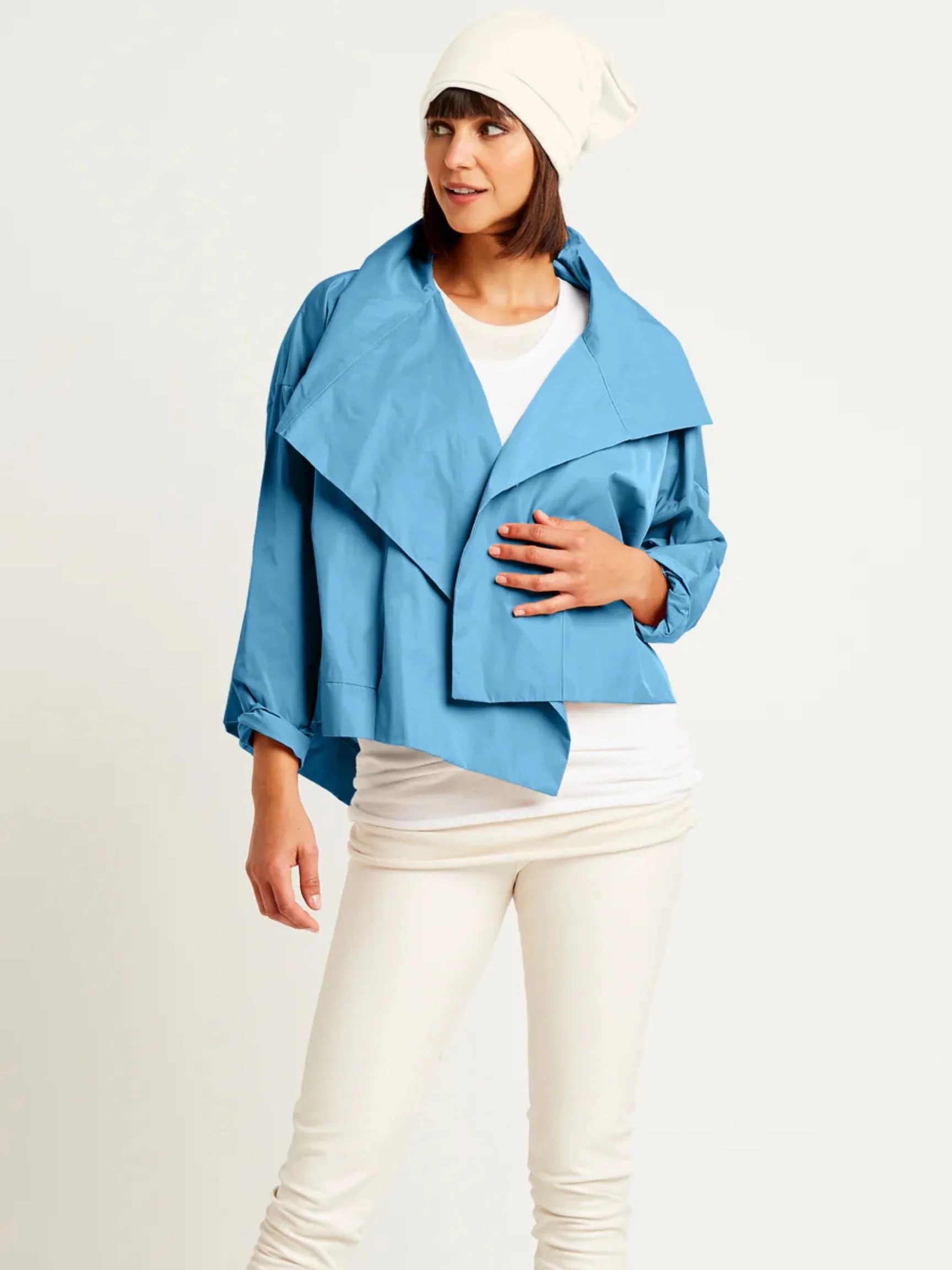 Cropped Asymmetrical Jacket in Marina