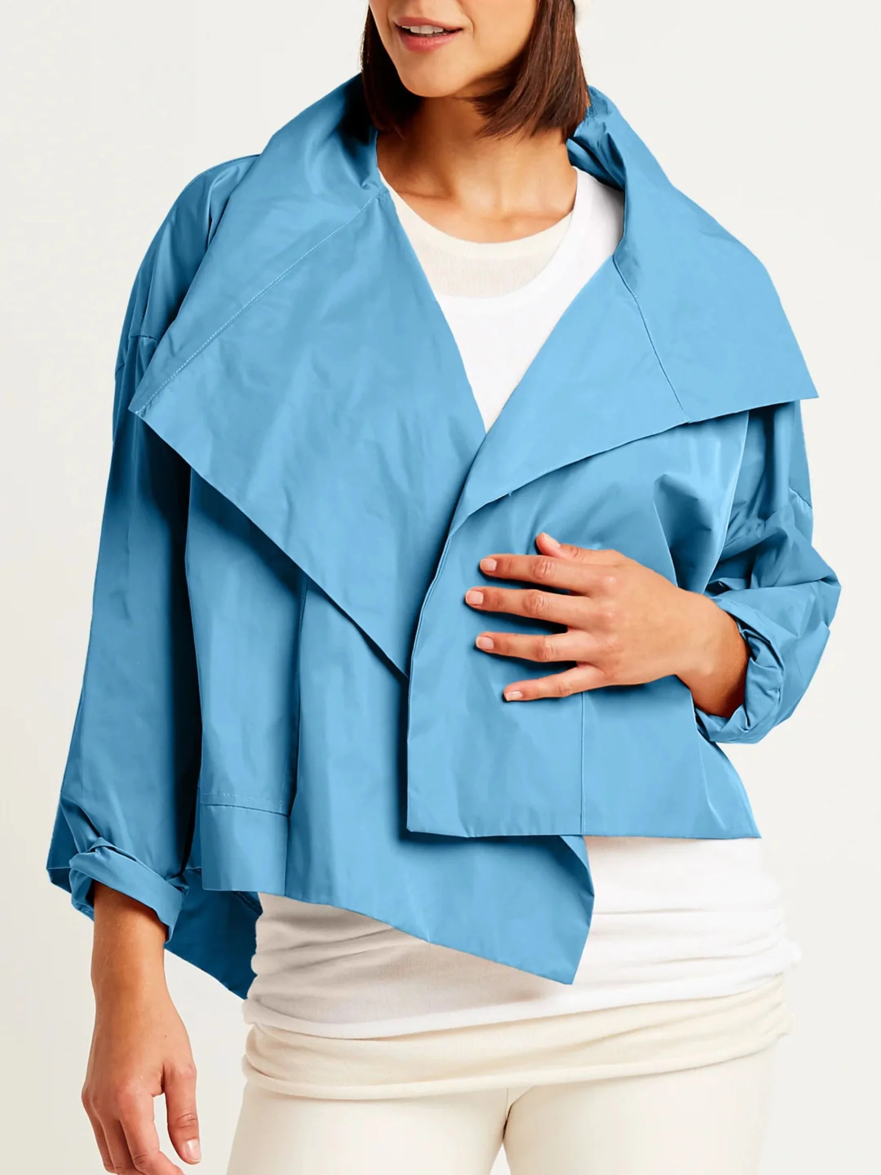 Cropped Asymmetrical Jacket in Marina