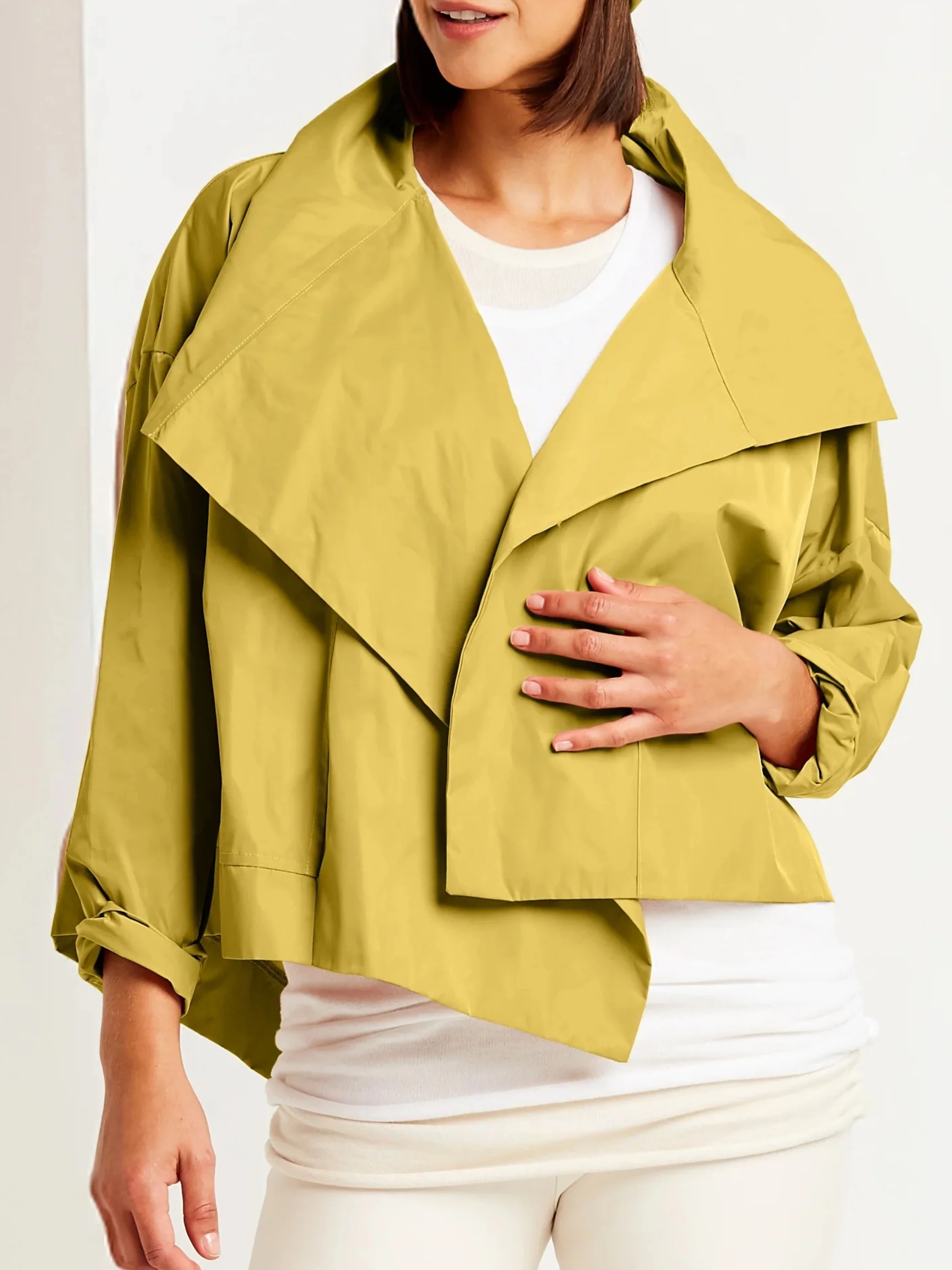 Cropped Asymmetrical Jacket in Chartreuse