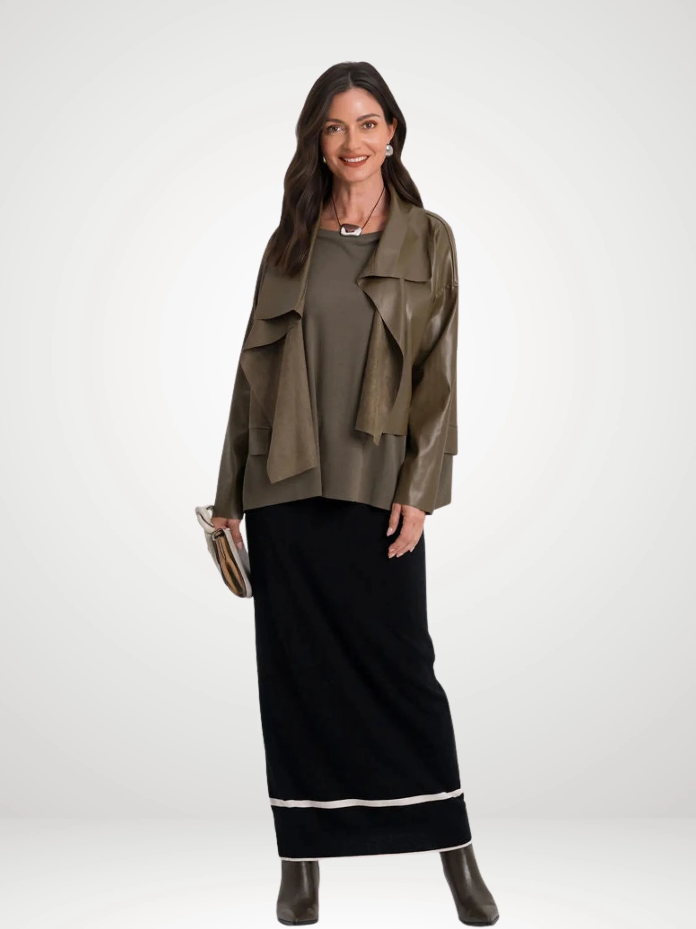 Cropped Asymmetrical Jacket in Turtle