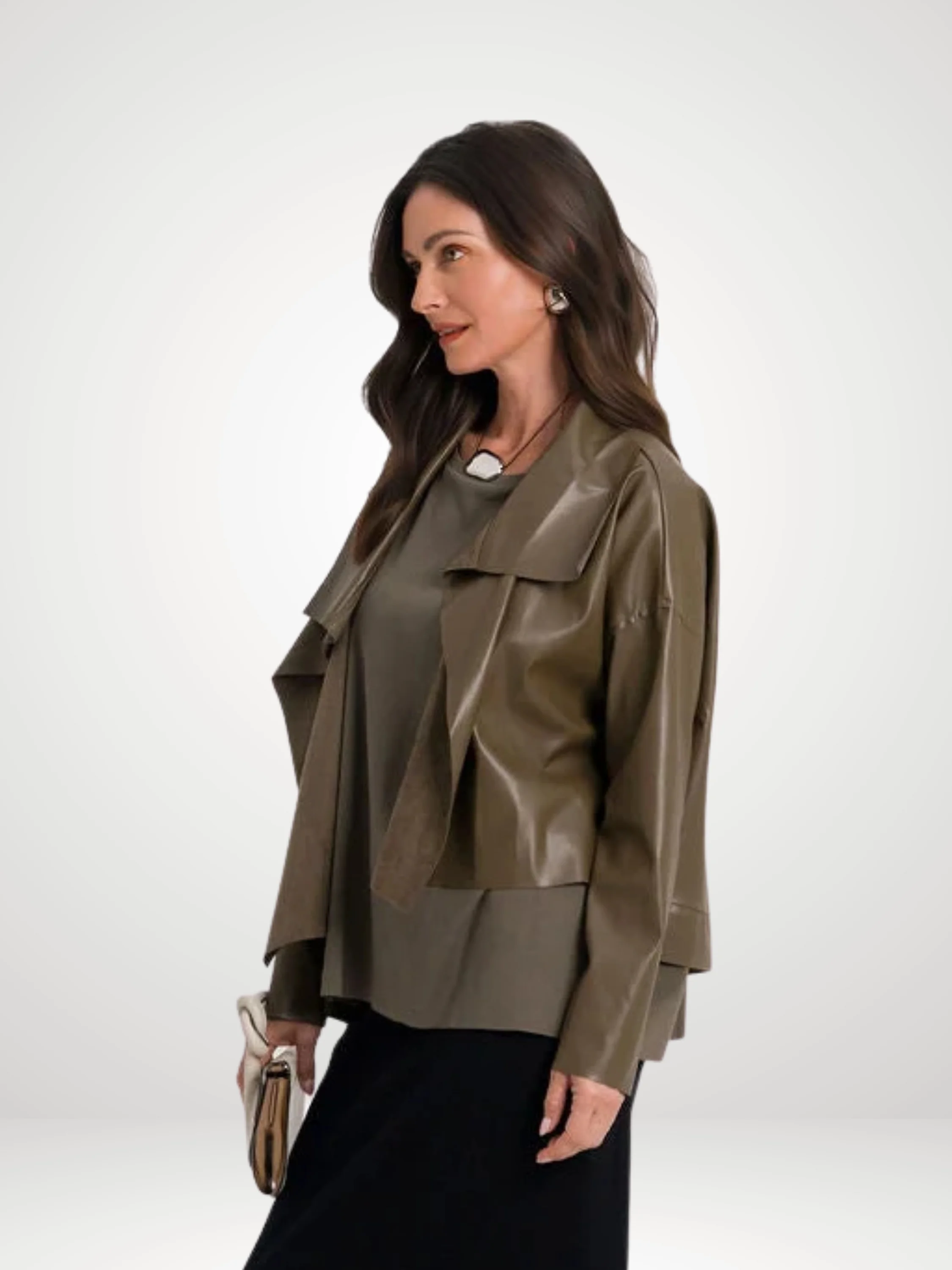 Cropped Asymmetrical Jacket in Turtle
