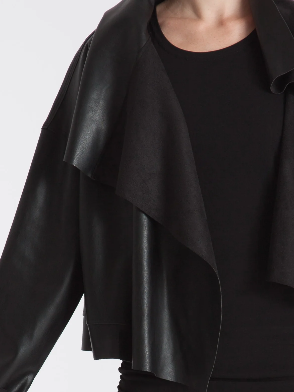 Cropped Asymmetrical Jacket in Black