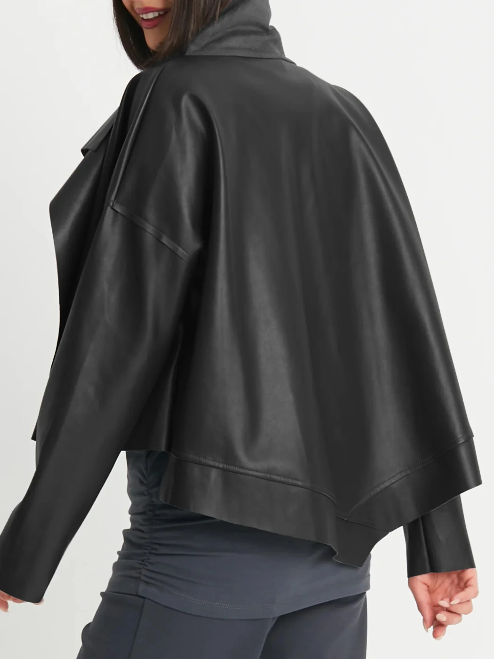 Cropped Asymmetrical Jacket in Black