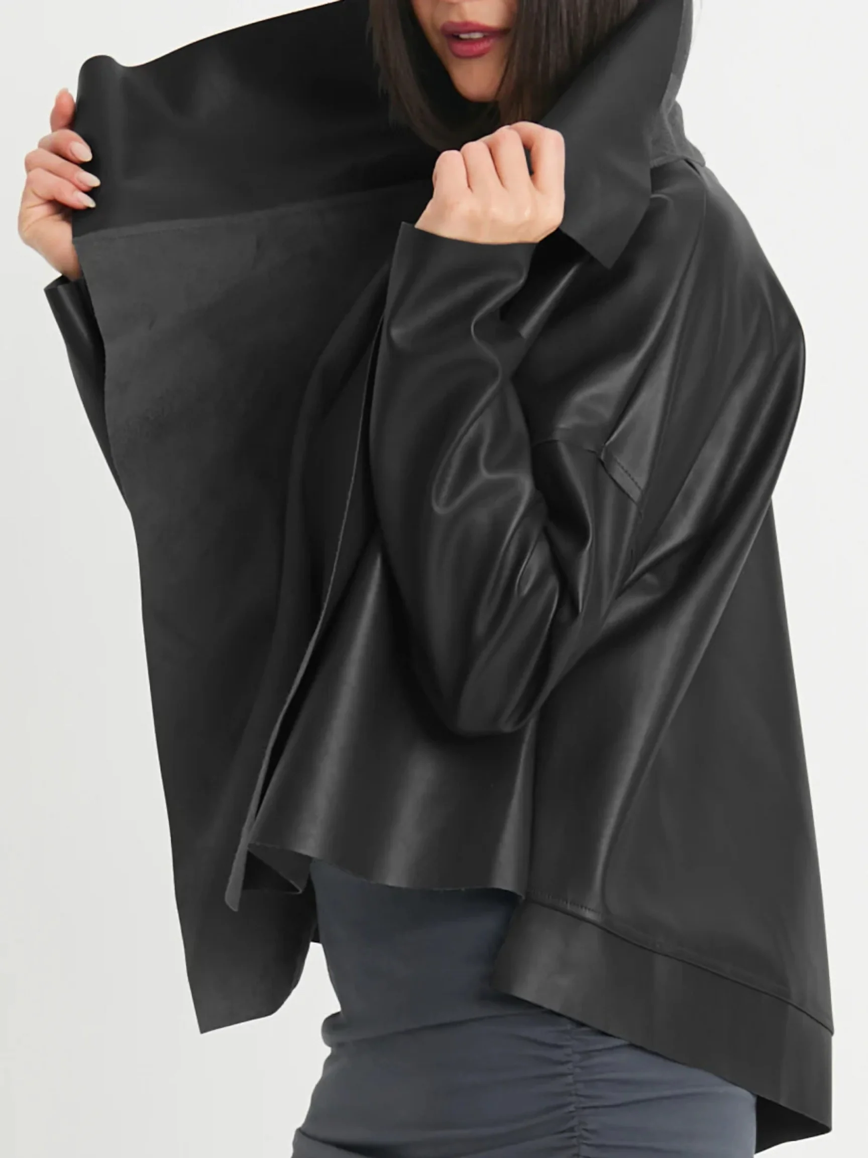 Cropped Asymmetrical Jacket in Black
