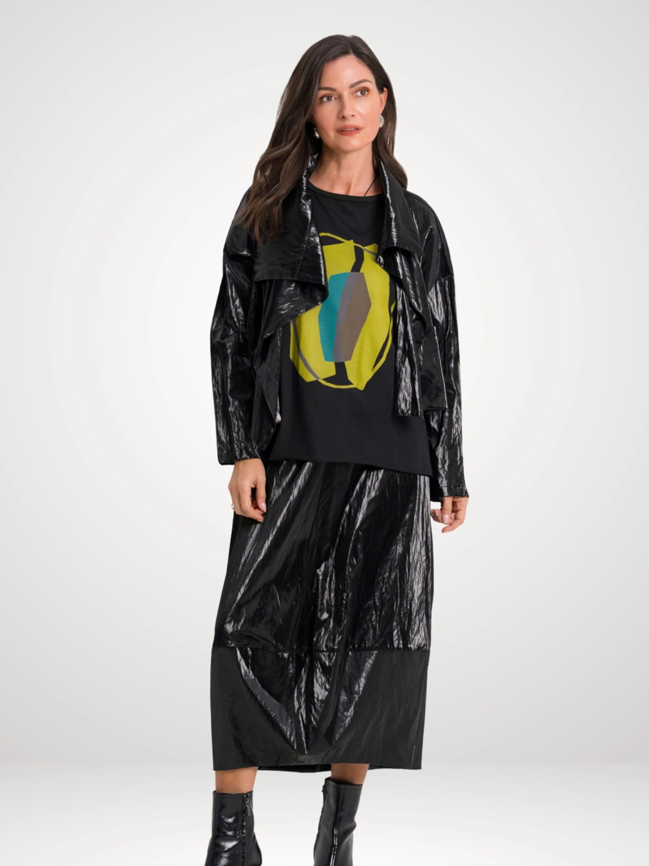 Cropped Asymmetrical Jacket in Black