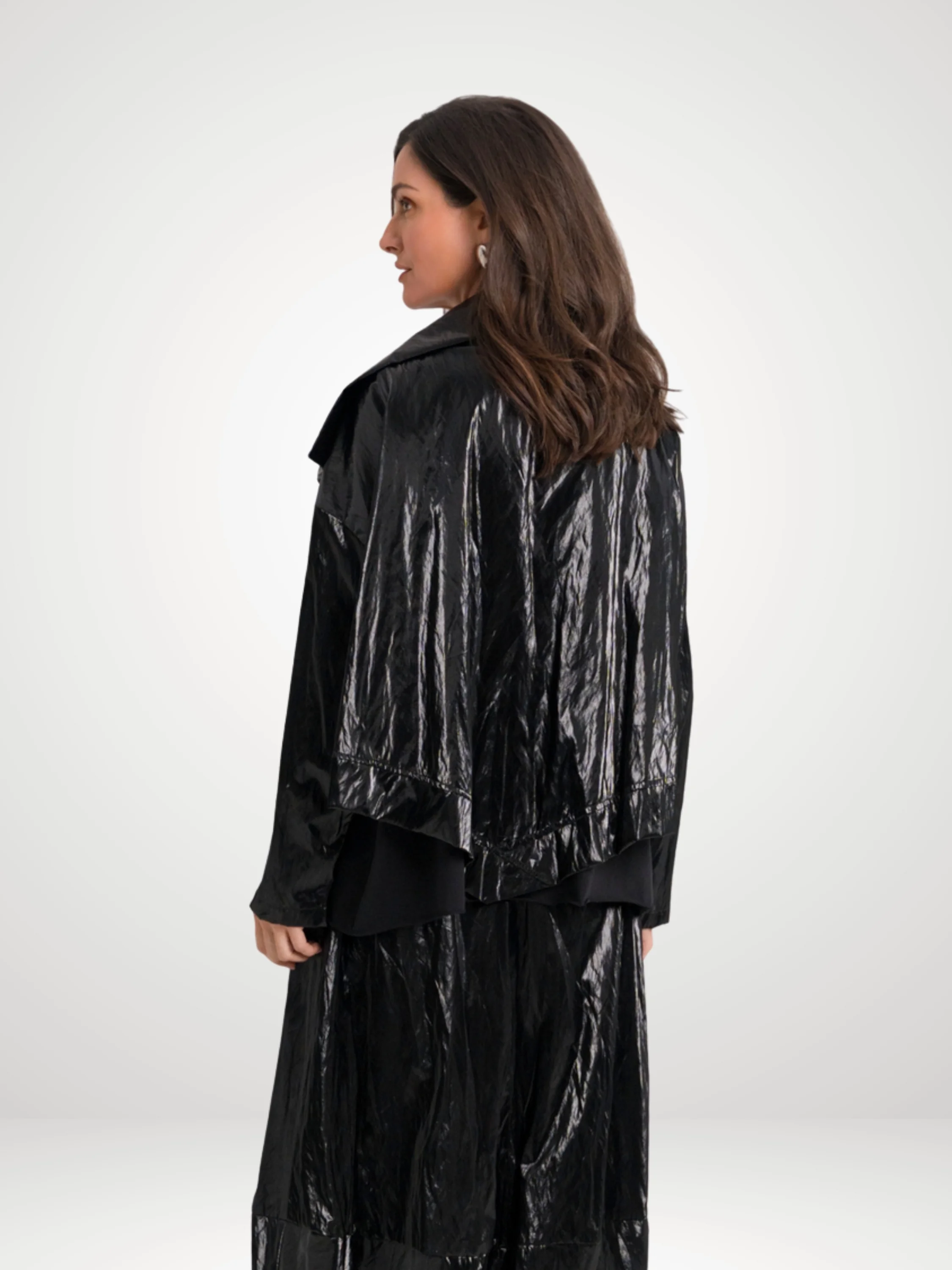 Cropped Asymmetrical Jacket in Black