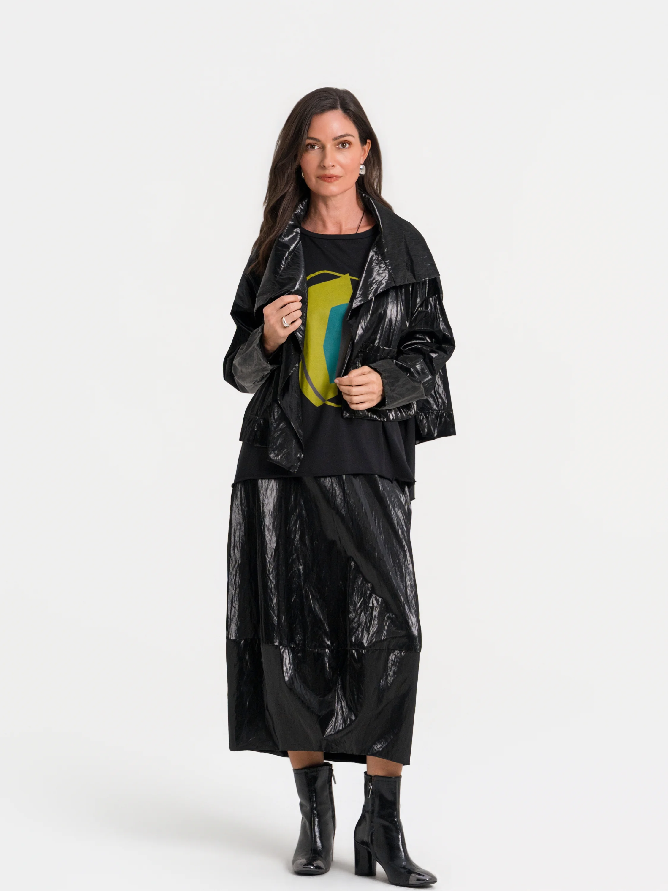 Cropped Asymmetrical Jacket in Black