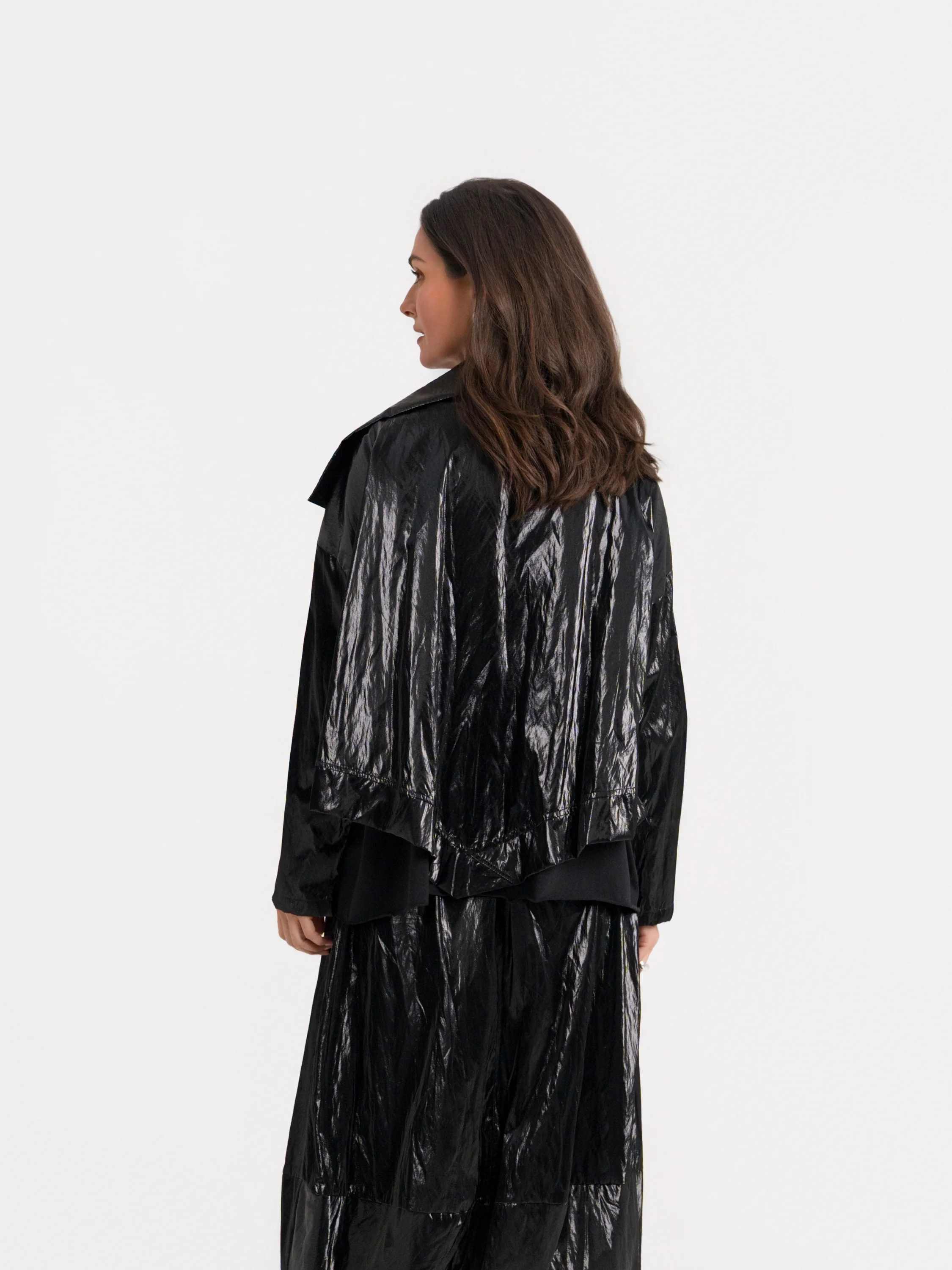 Cropped Asymmetrical Jacket in Black