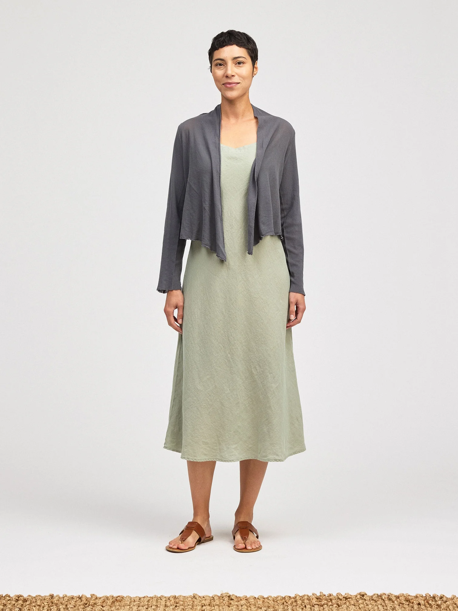 Cropped Cardigan in Overcast