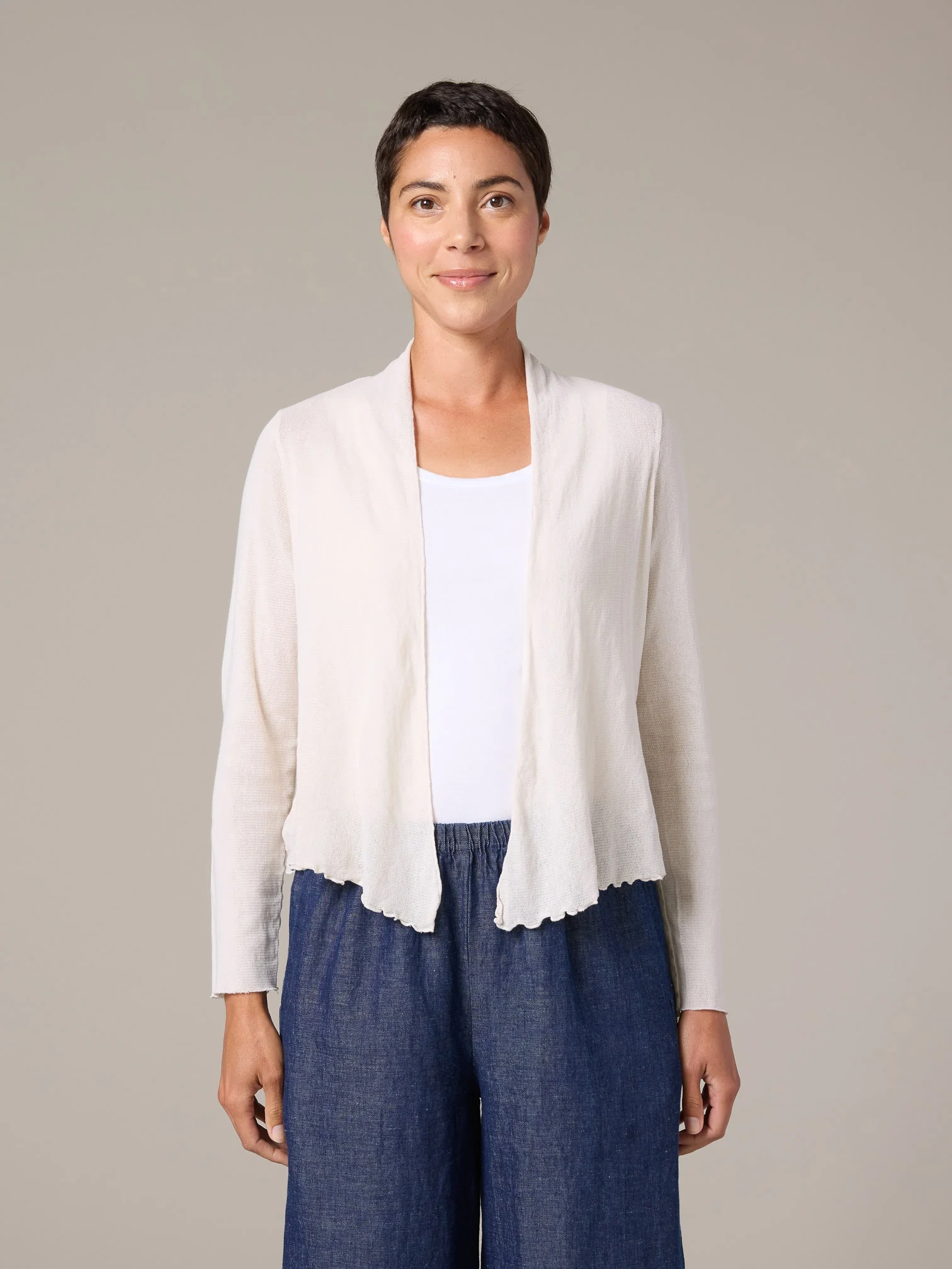 Cropped Cardigan in White