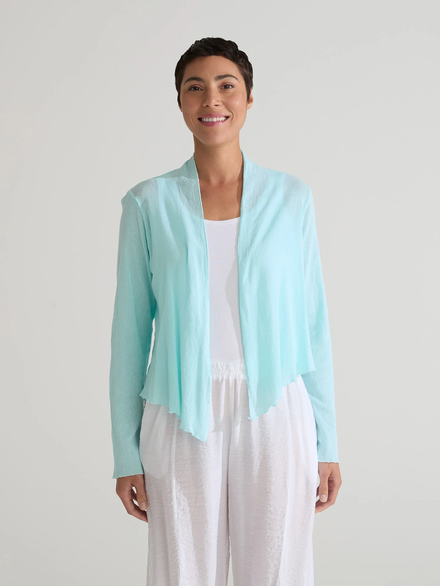 Cropped Cardigan in Fountain