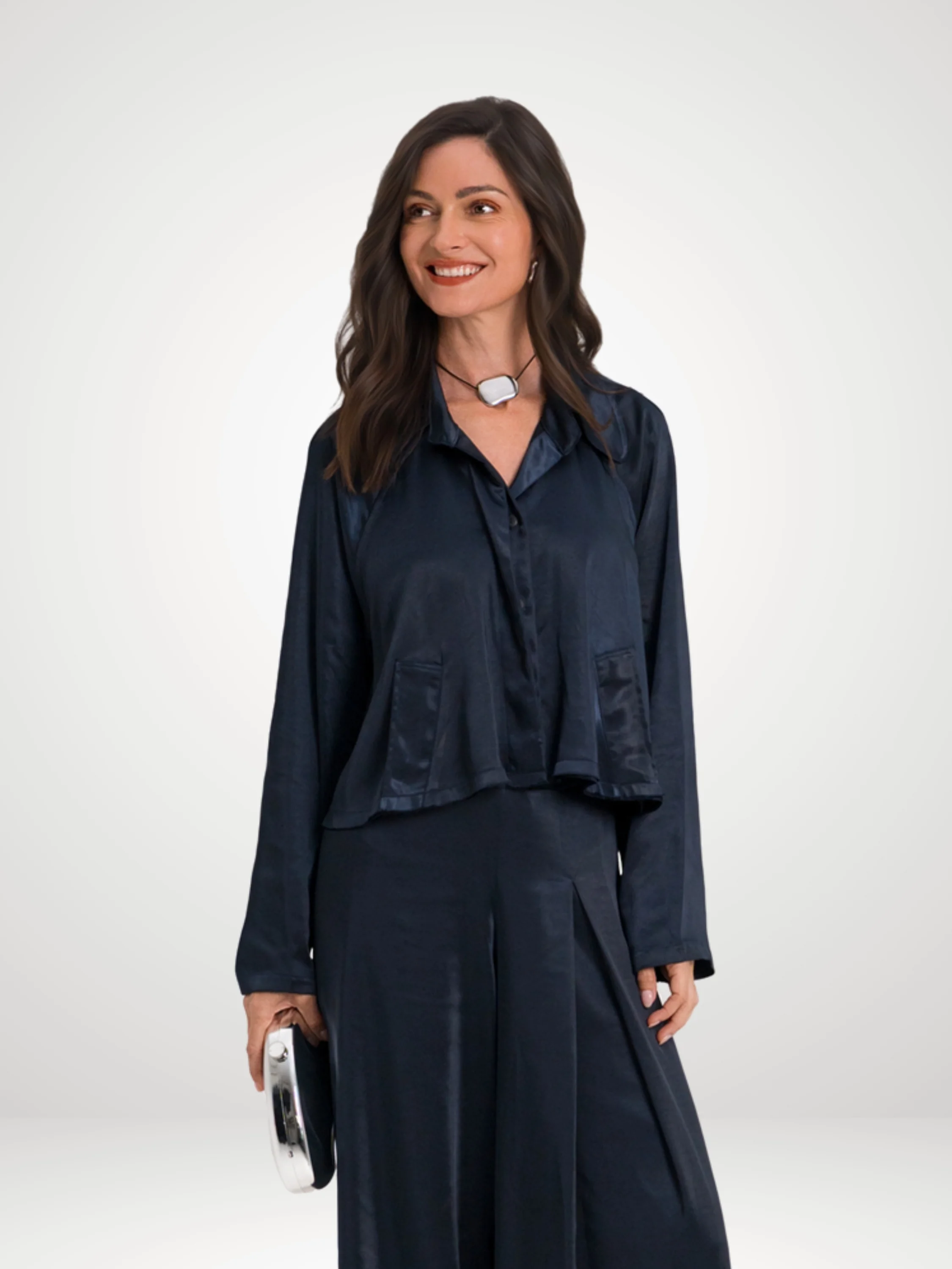 Cropped Swing Jacket in Midnight