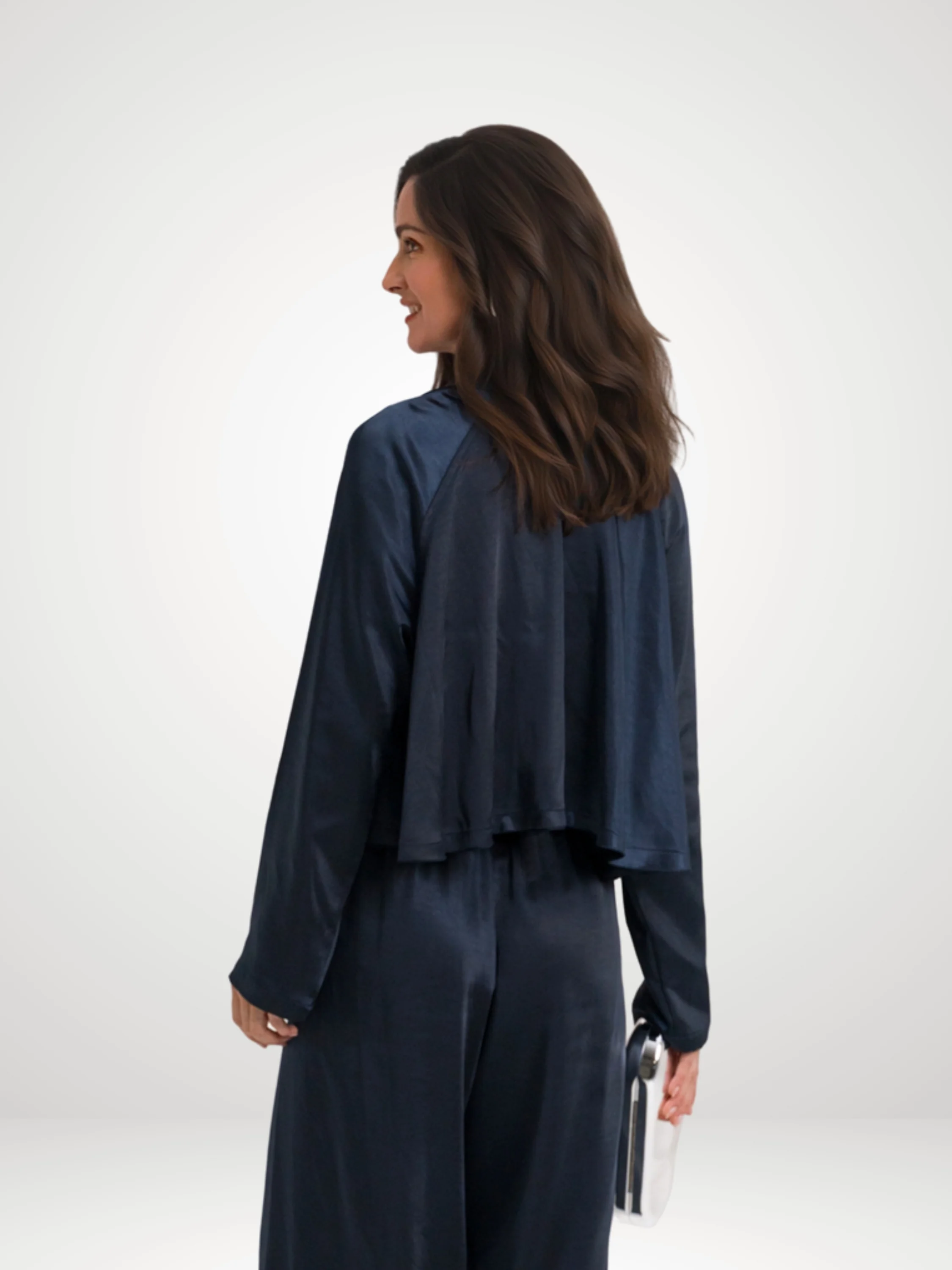 Cropped Swing Jacket in Midnight
