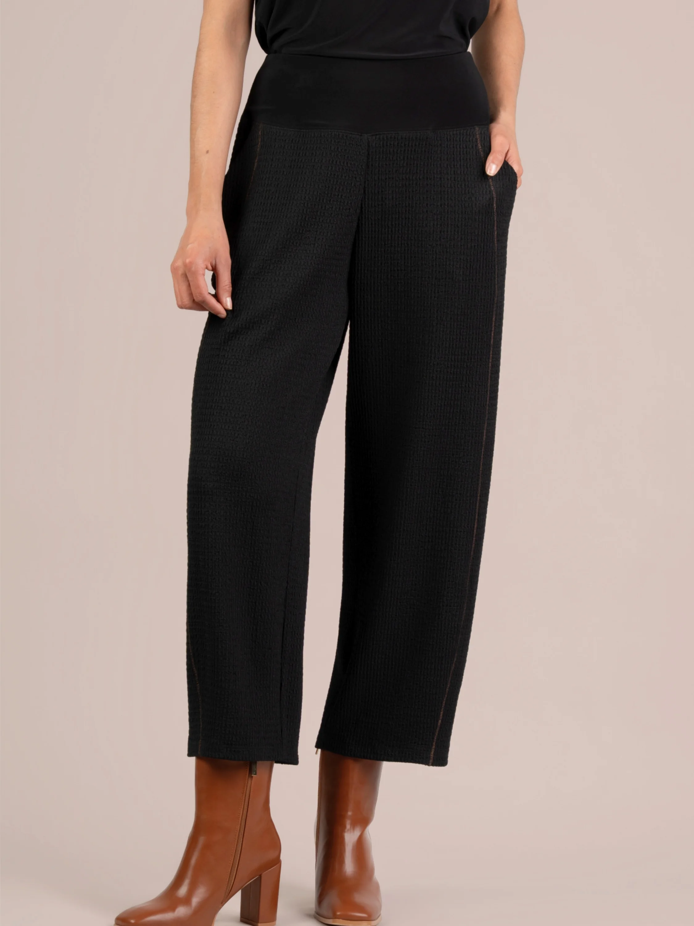 Crossline Pant in Black/Cinnamon Stitching