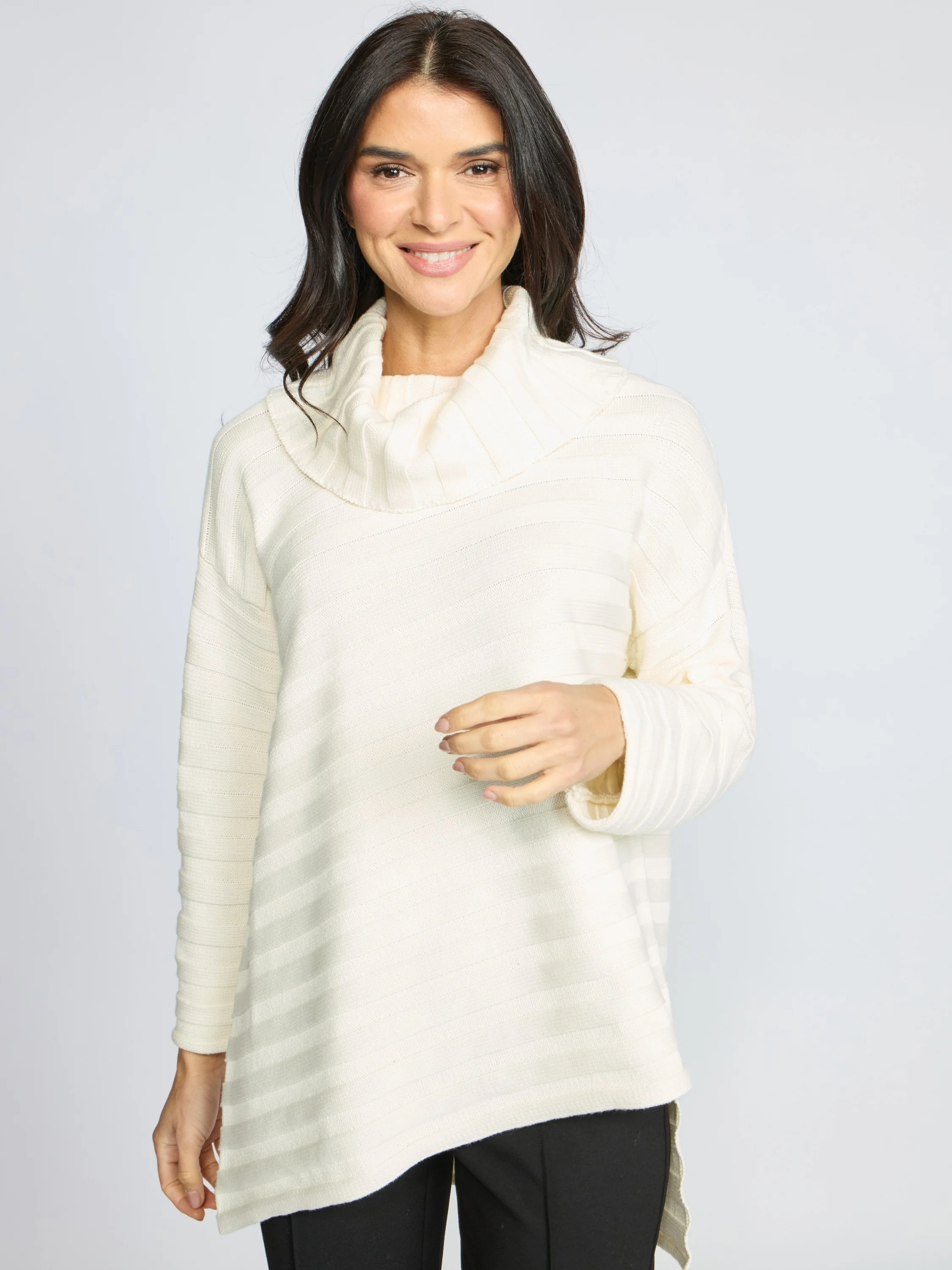 Diagonal Turtleneck in Ivory