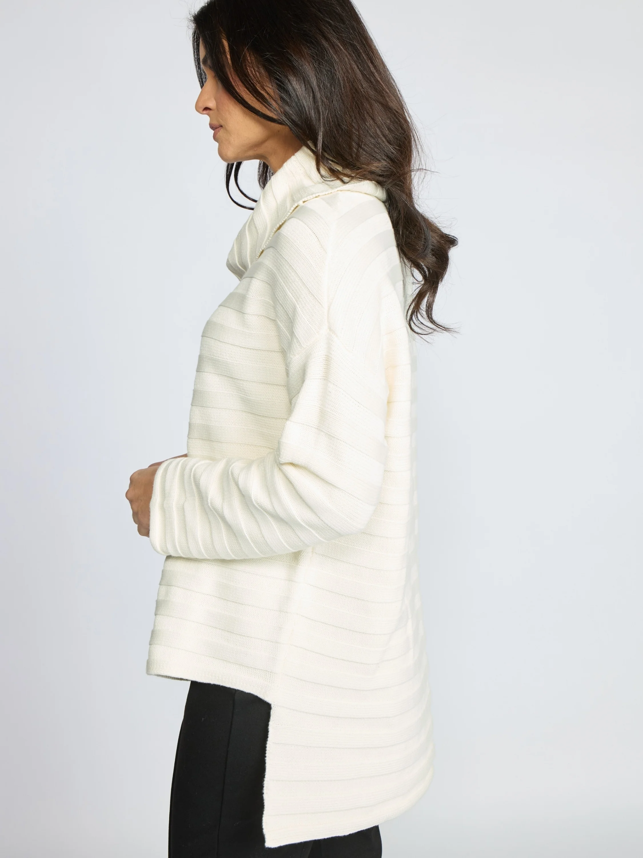 Diagonal Turtleneck in Ivory