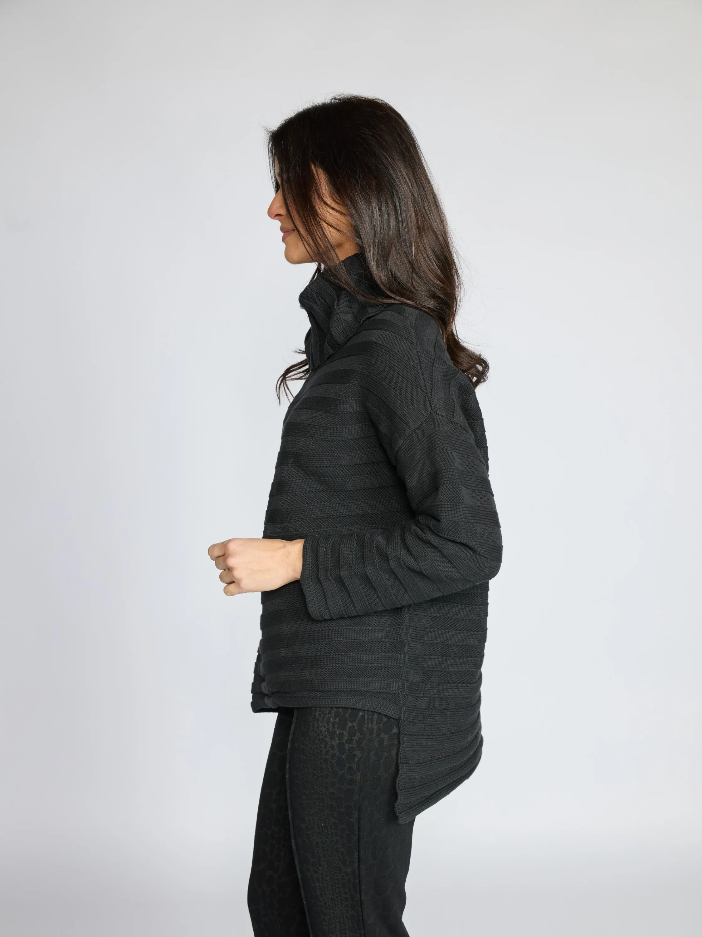 Diagonal Turtleneck in Black