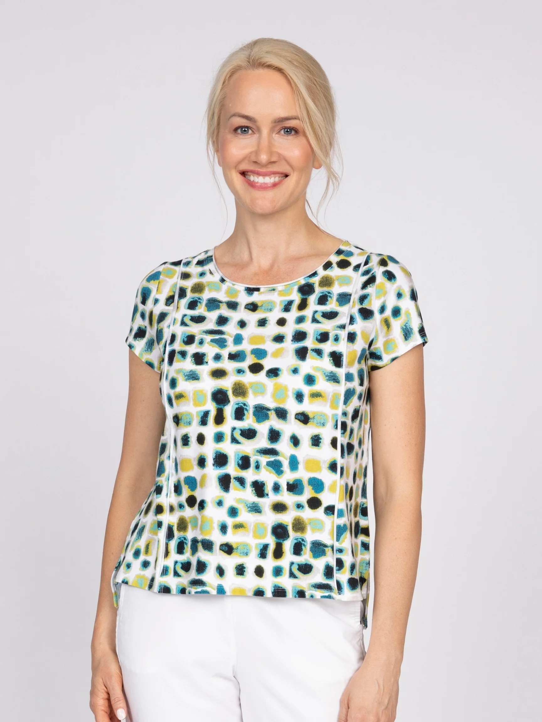 Dot Cap Slv Tee in Peacock