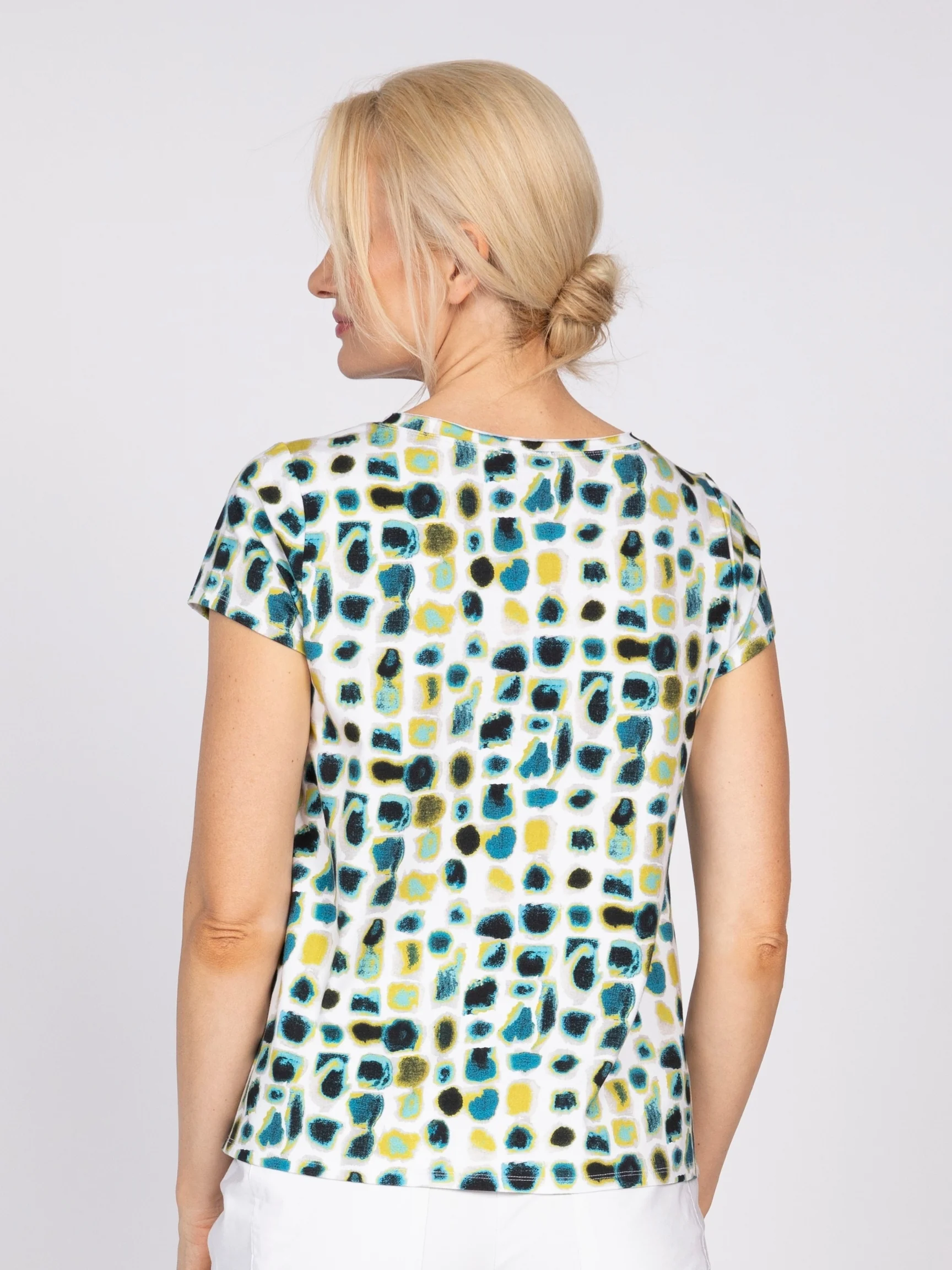 Dot Cap Slv Tee in Peacock