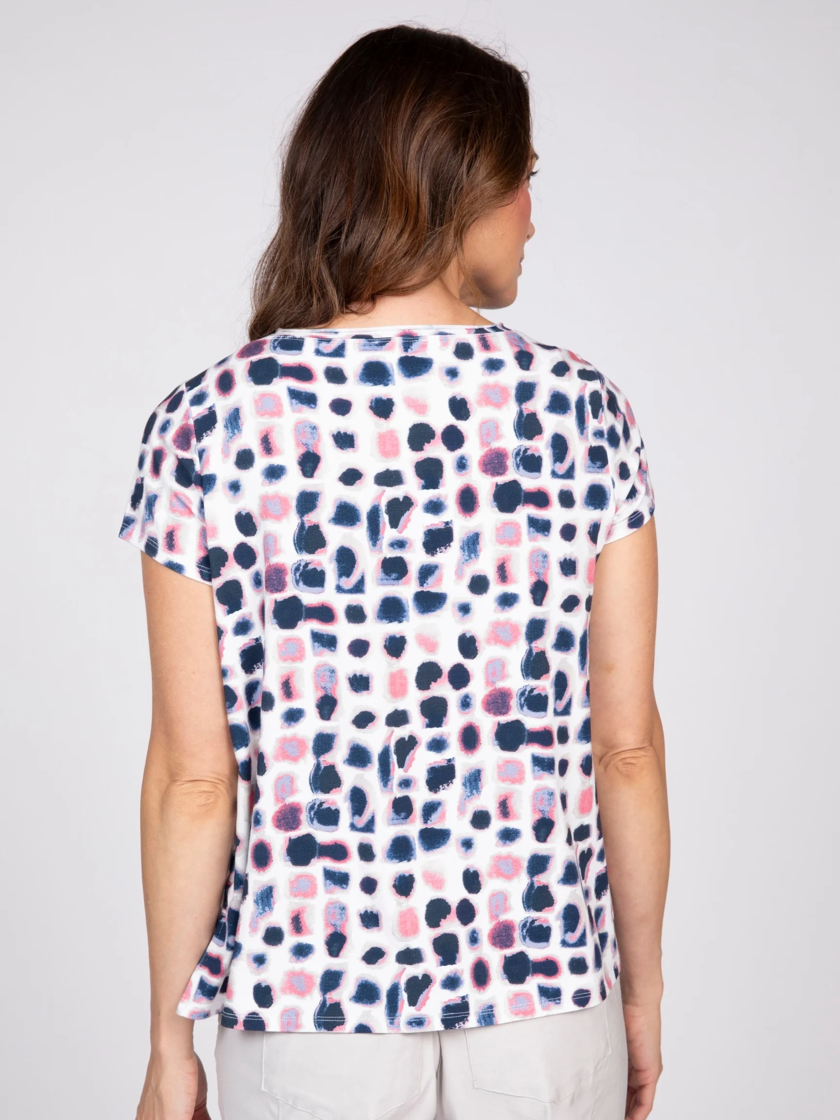 Dot Cap Slv Tee in Azalea