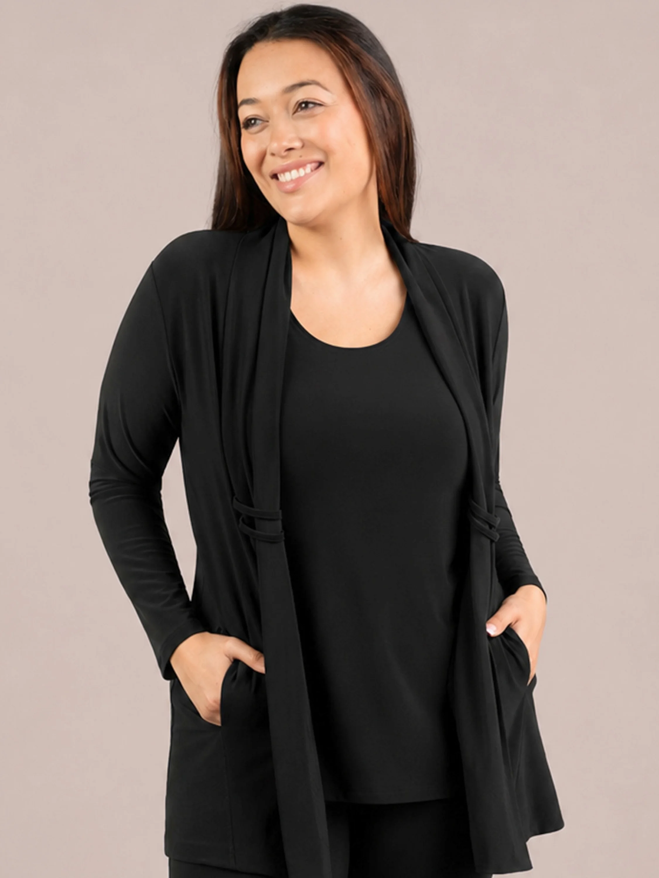 Double Loop Cardigan in Black