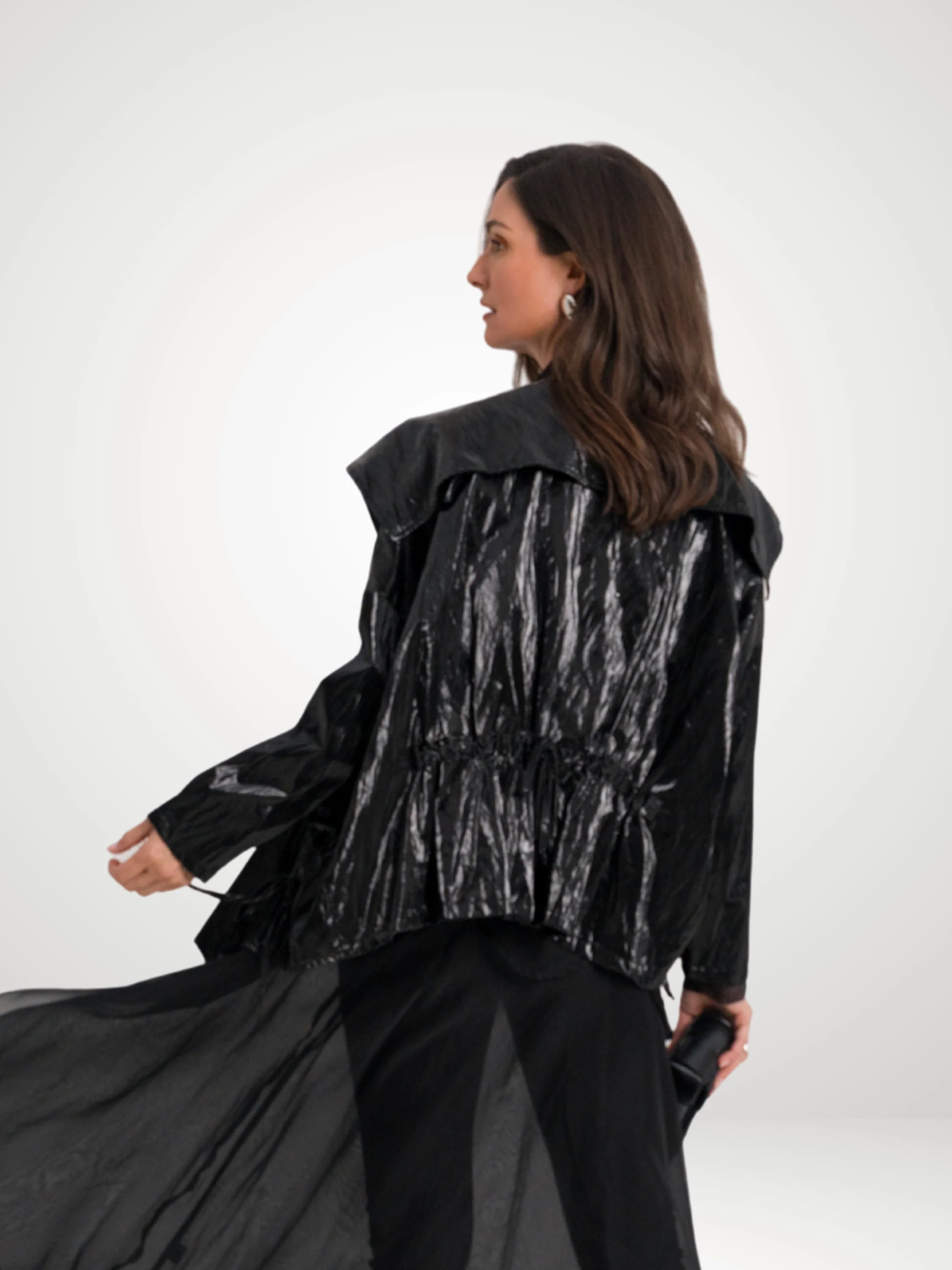 Drawstring Jacket in Black