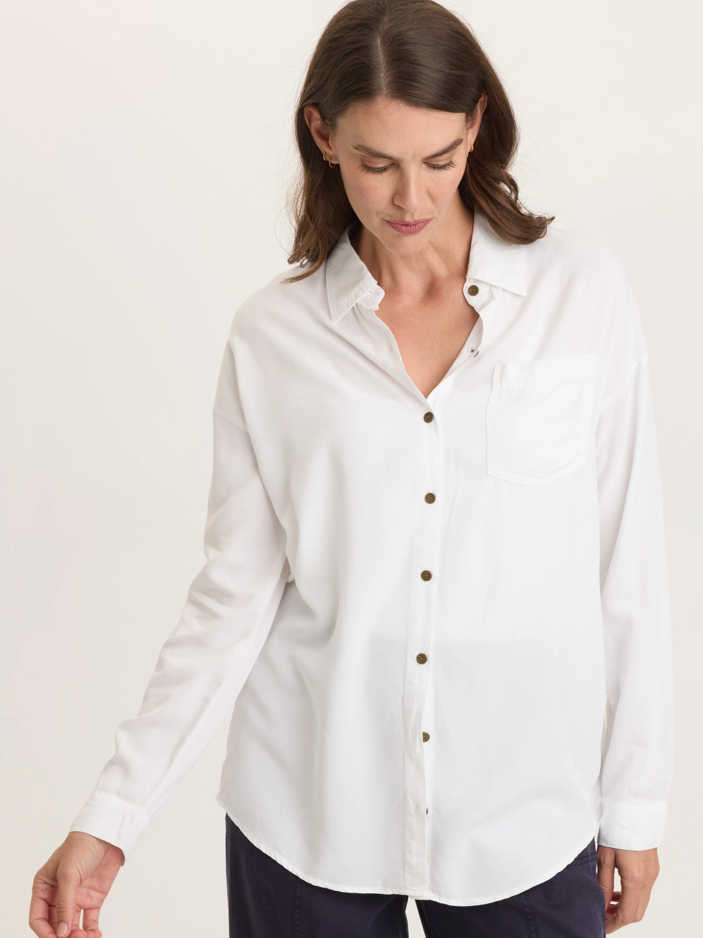 Dusten Button Top in White