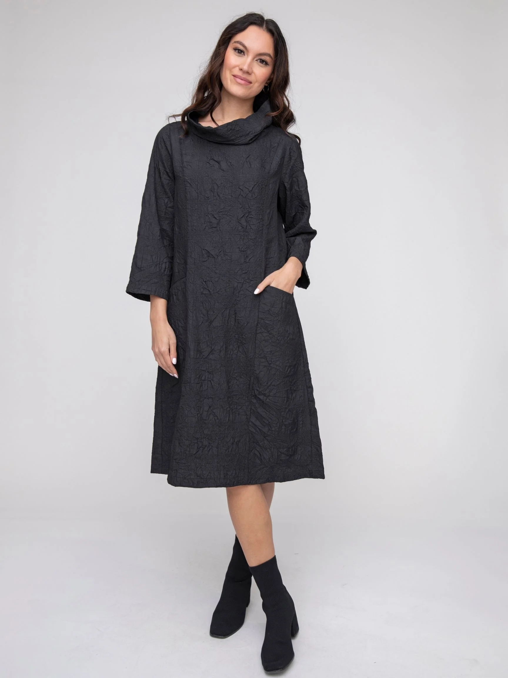 Easy Cowl Dress in Black