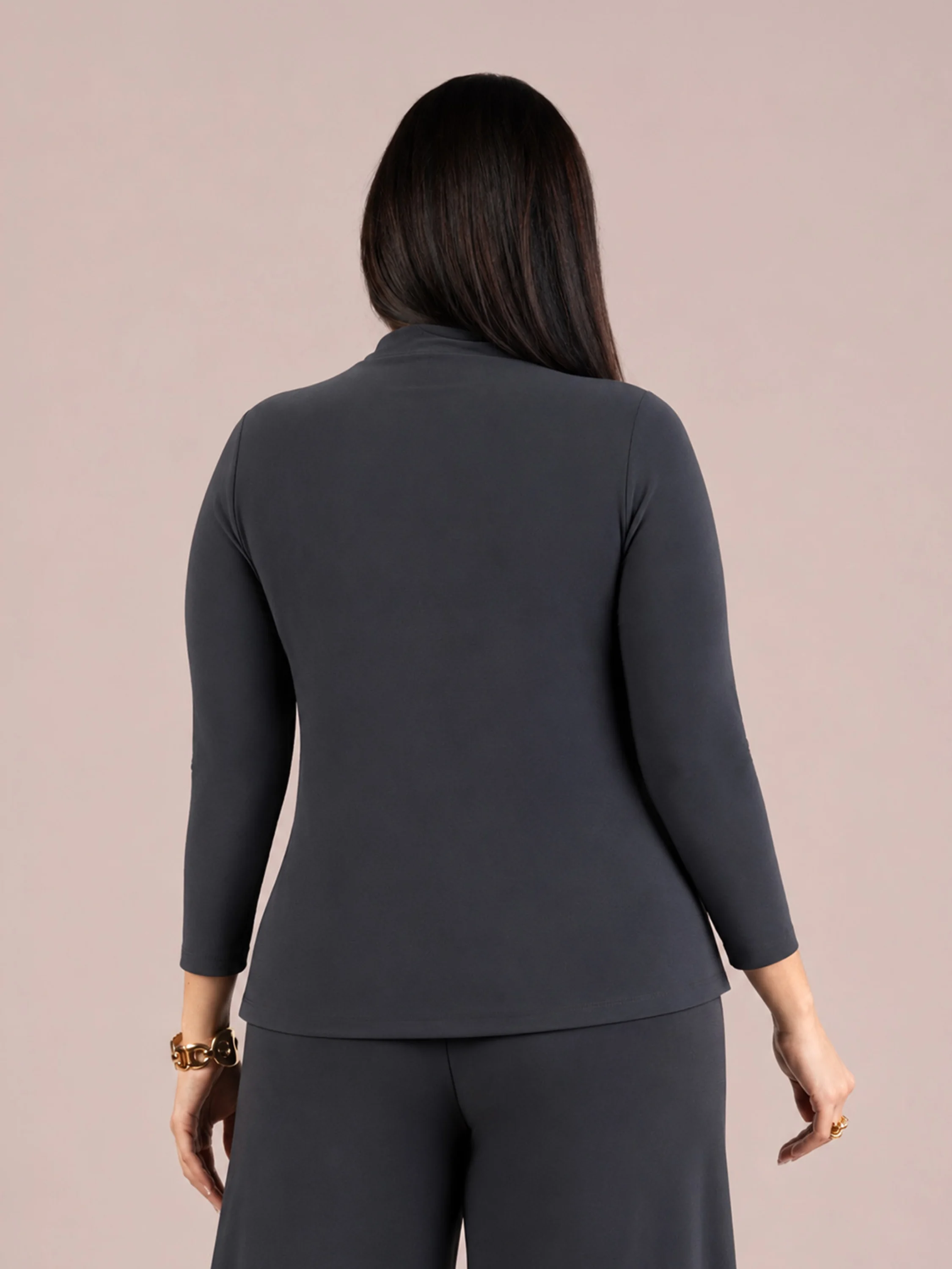Echo Mock Neck Top in Graphite