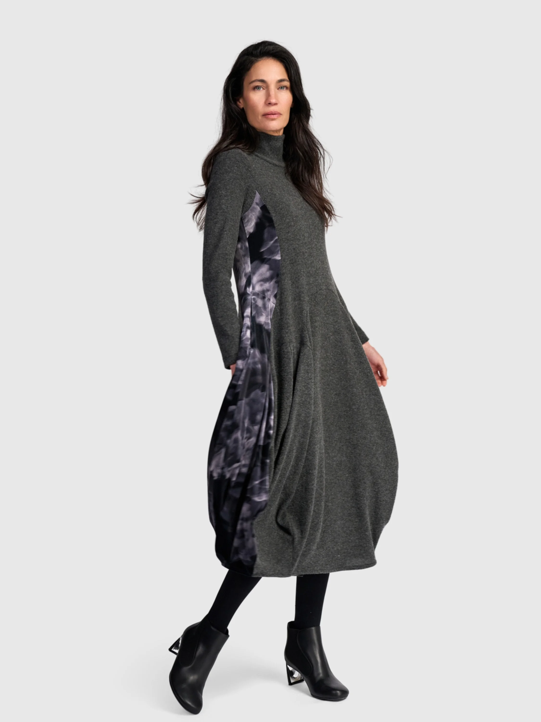 Eclipse Turtleneck Dress in Grey